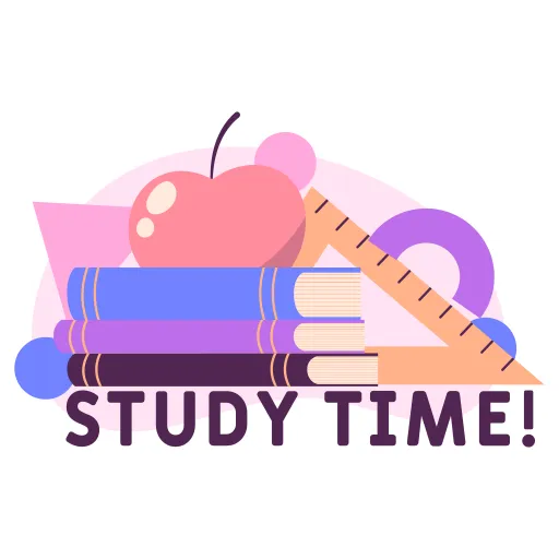 Study Time Banner with Books Notes and Reminders PNG