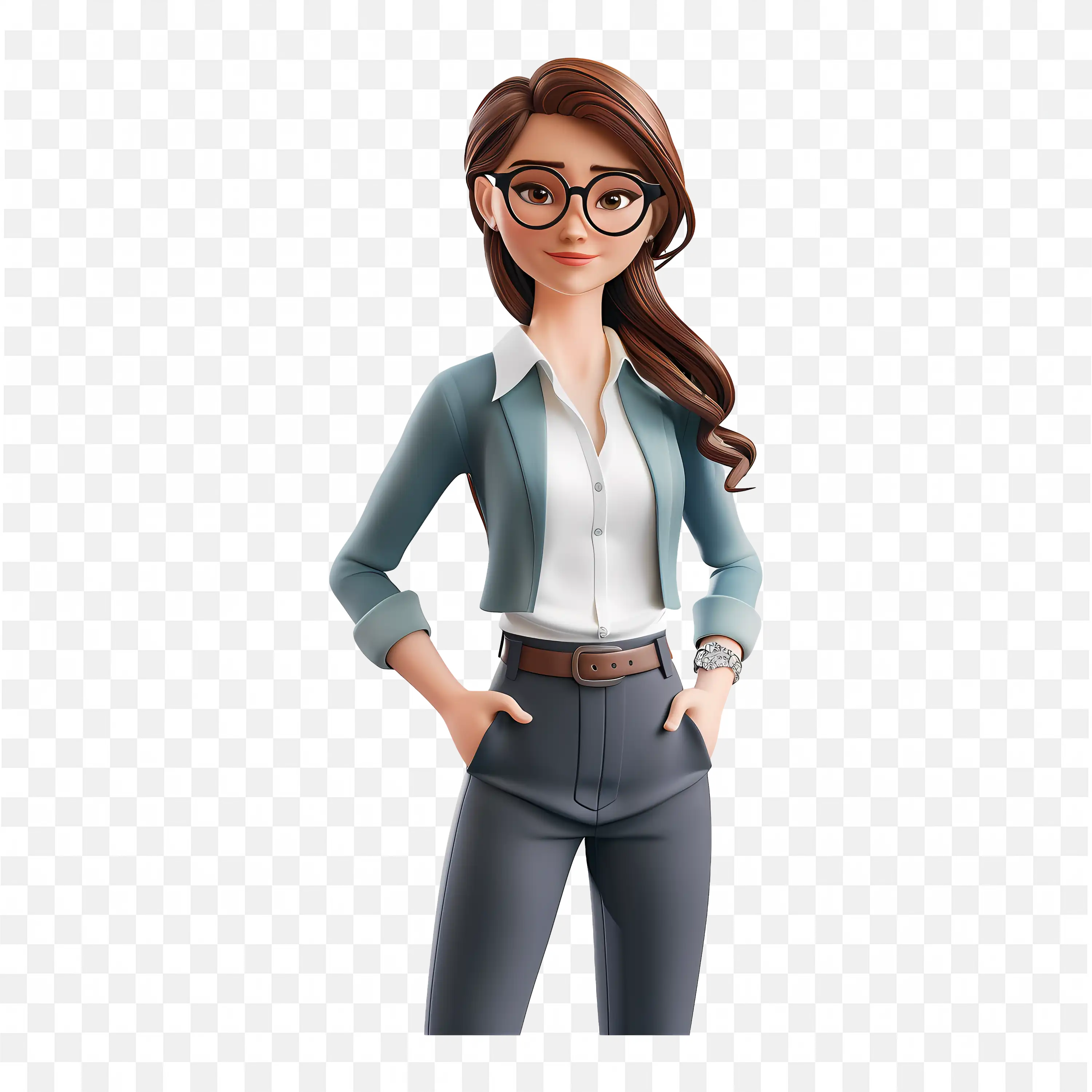Stylish Corporate Woman Wearing Glasses Free PNG Download