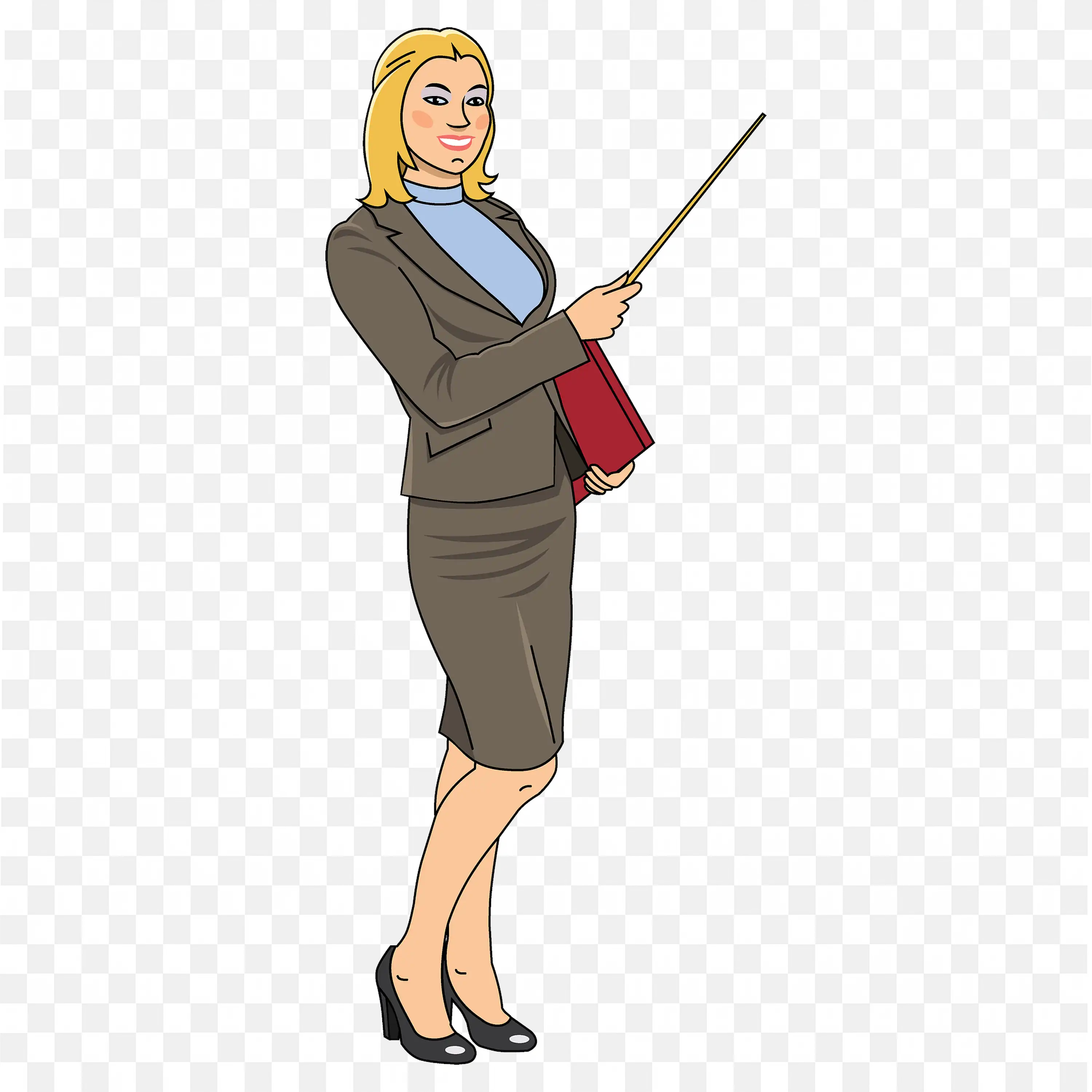 Stylish Female Teacher Taking Classes by Pointing with Stick
