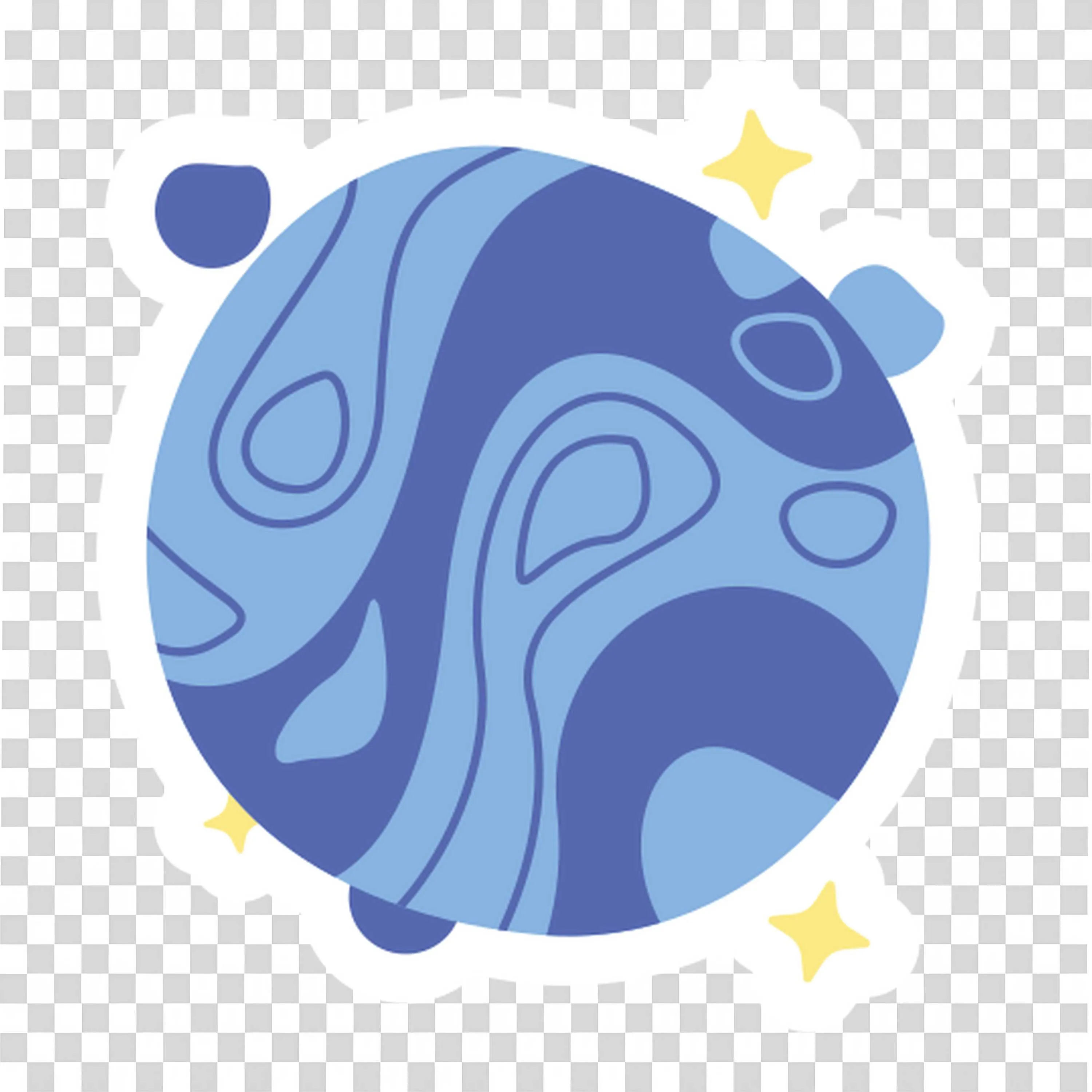 Stylized Blue Planet with Stars Space Illustration PNG Image