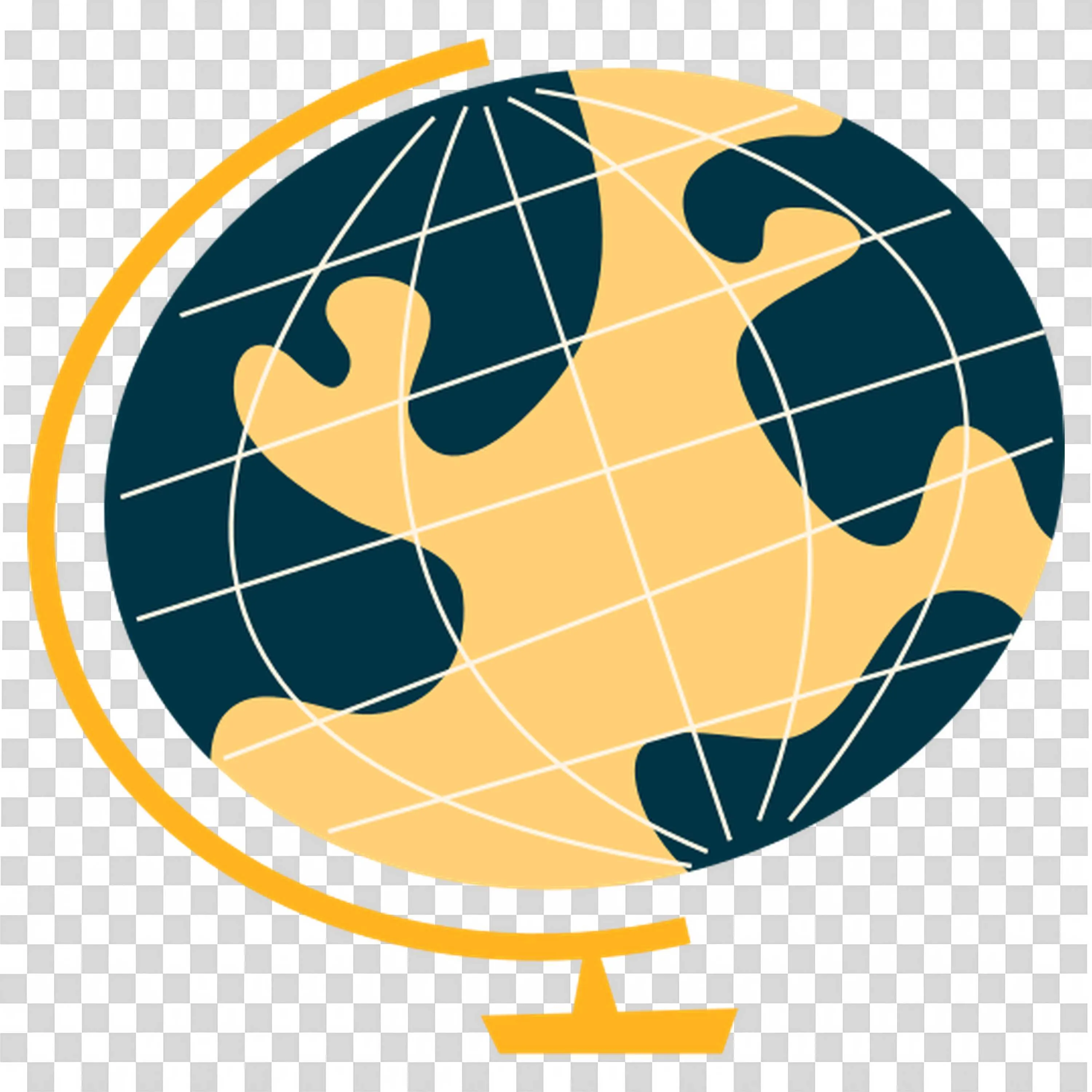 Stylized Globe Illustration Showing Continents and Grid