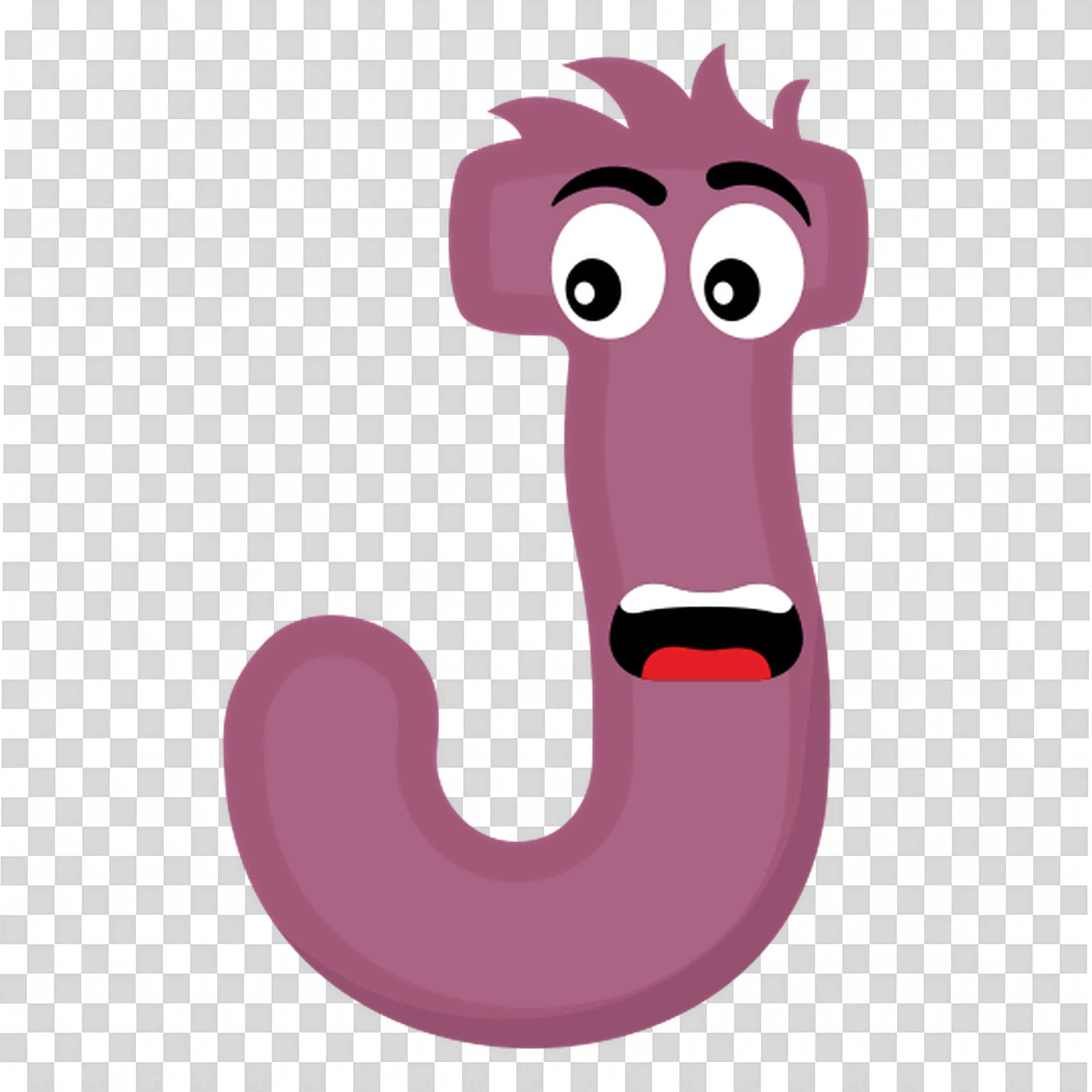 Surprised Cartoon Letter J in Purple Colour PNG Download