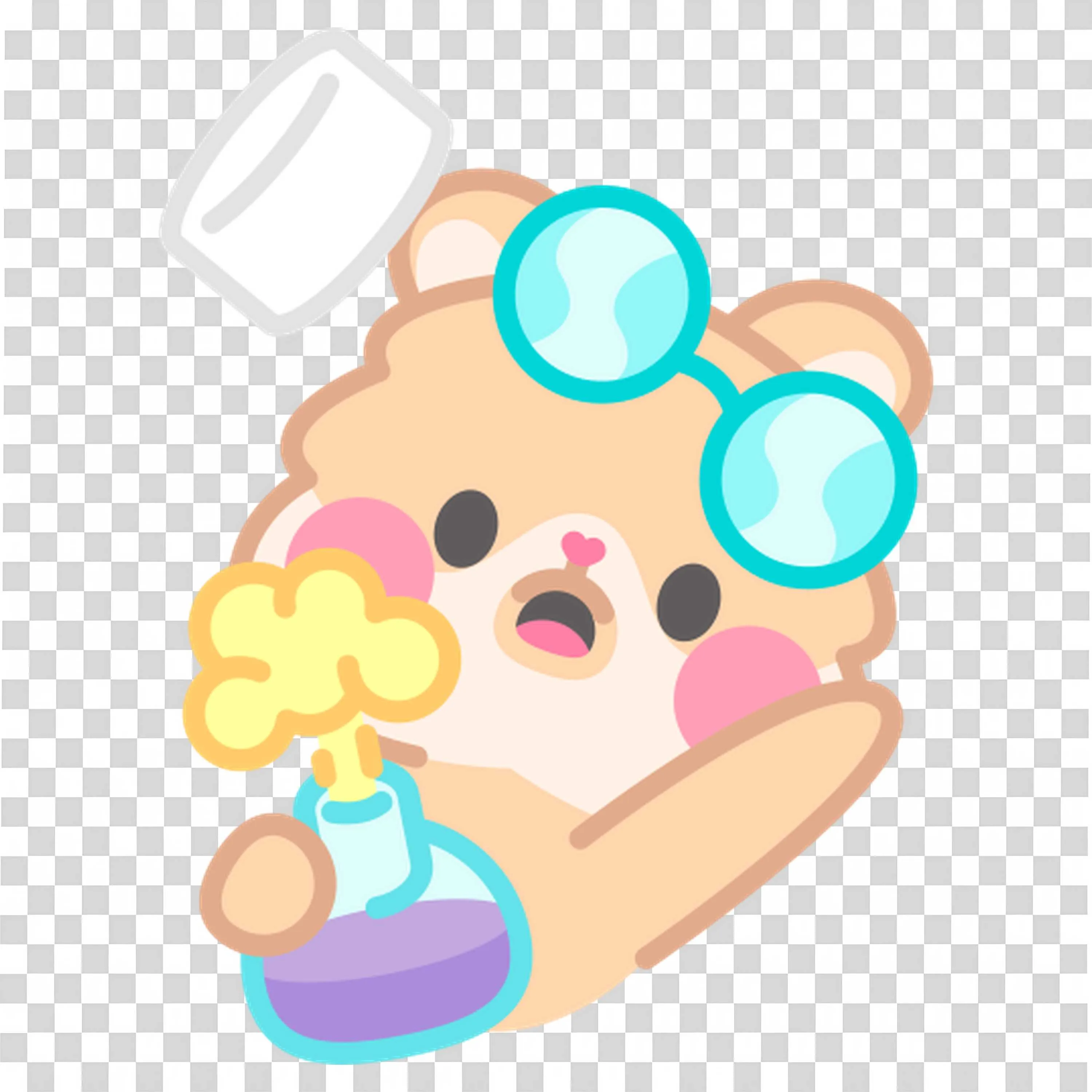 Surprised Hamster with Science Flask Cartoon Free PNG Image