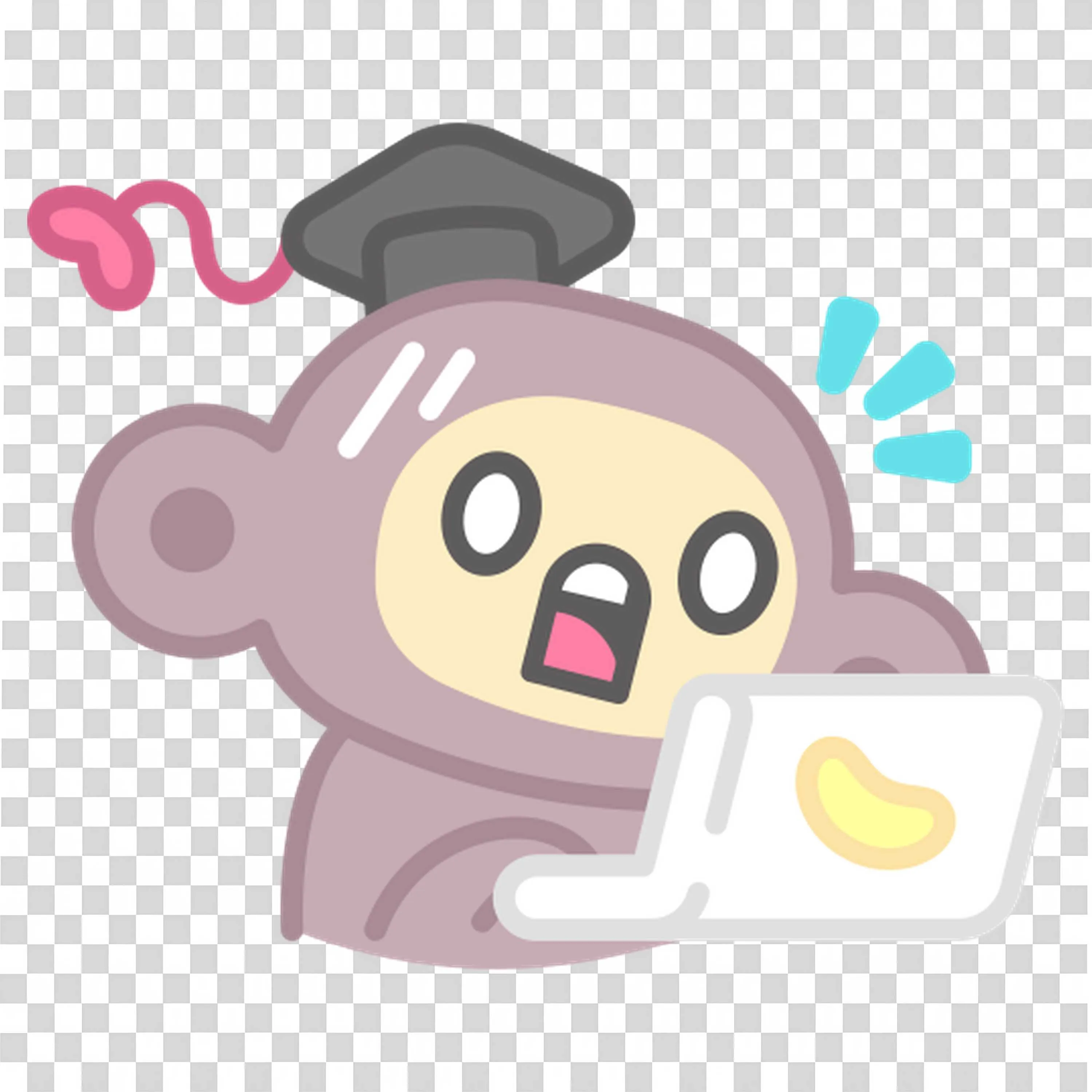 Surprised Monkey Using Laptop with Graduation Cap PNG Image
