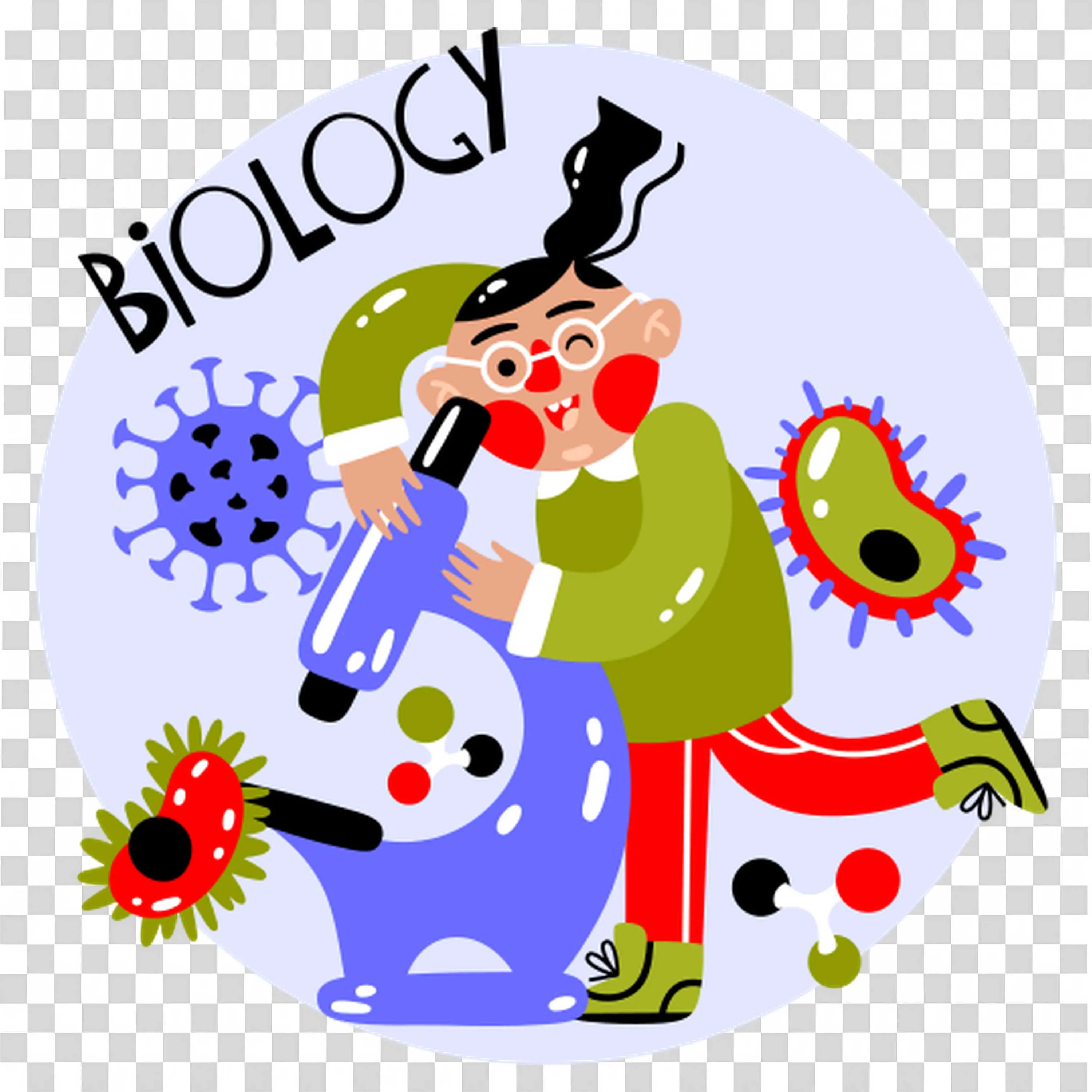 Syudent Looking Through a Microscope Studying Biology Cells