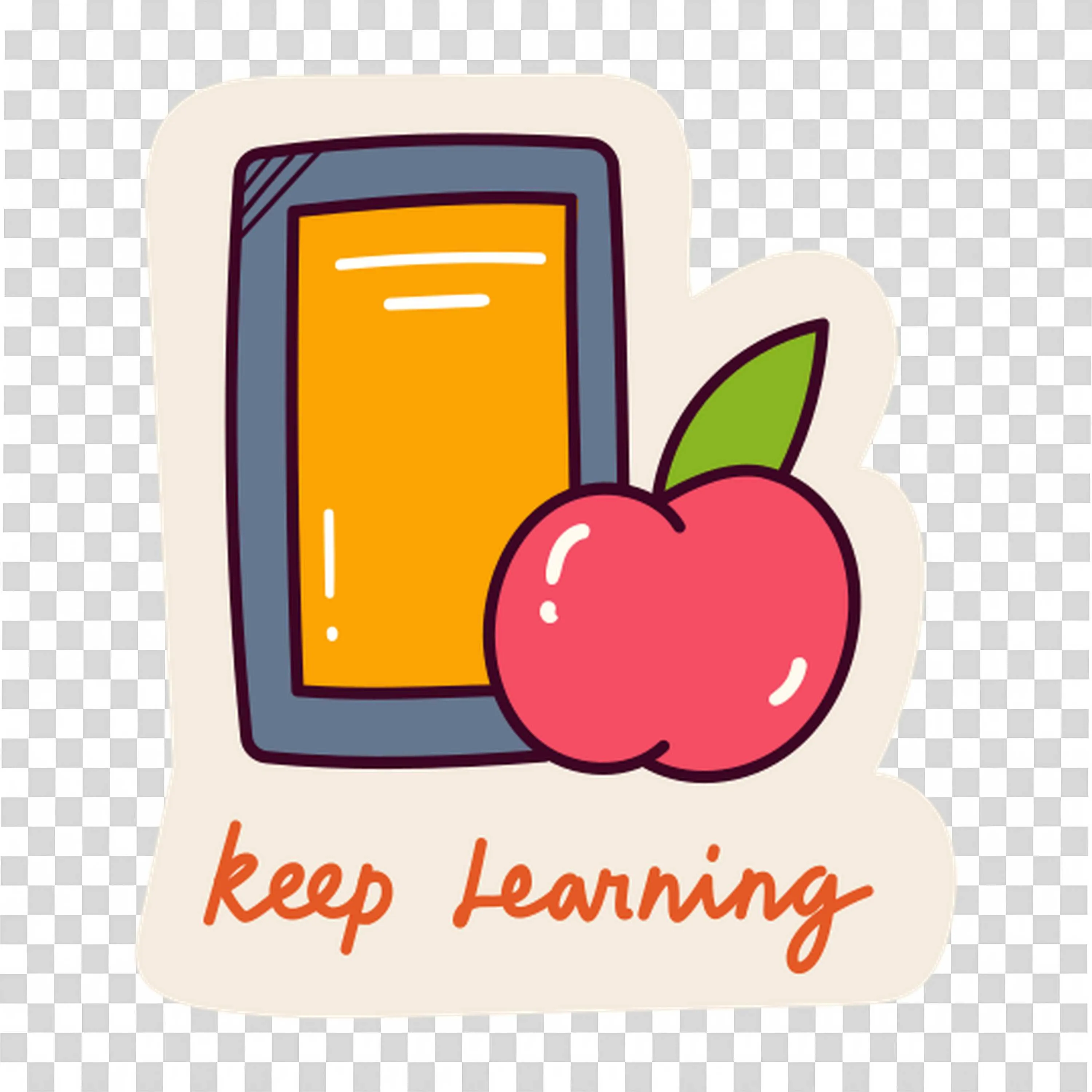 Tablet and Apple with Keep Learning Motivational Message