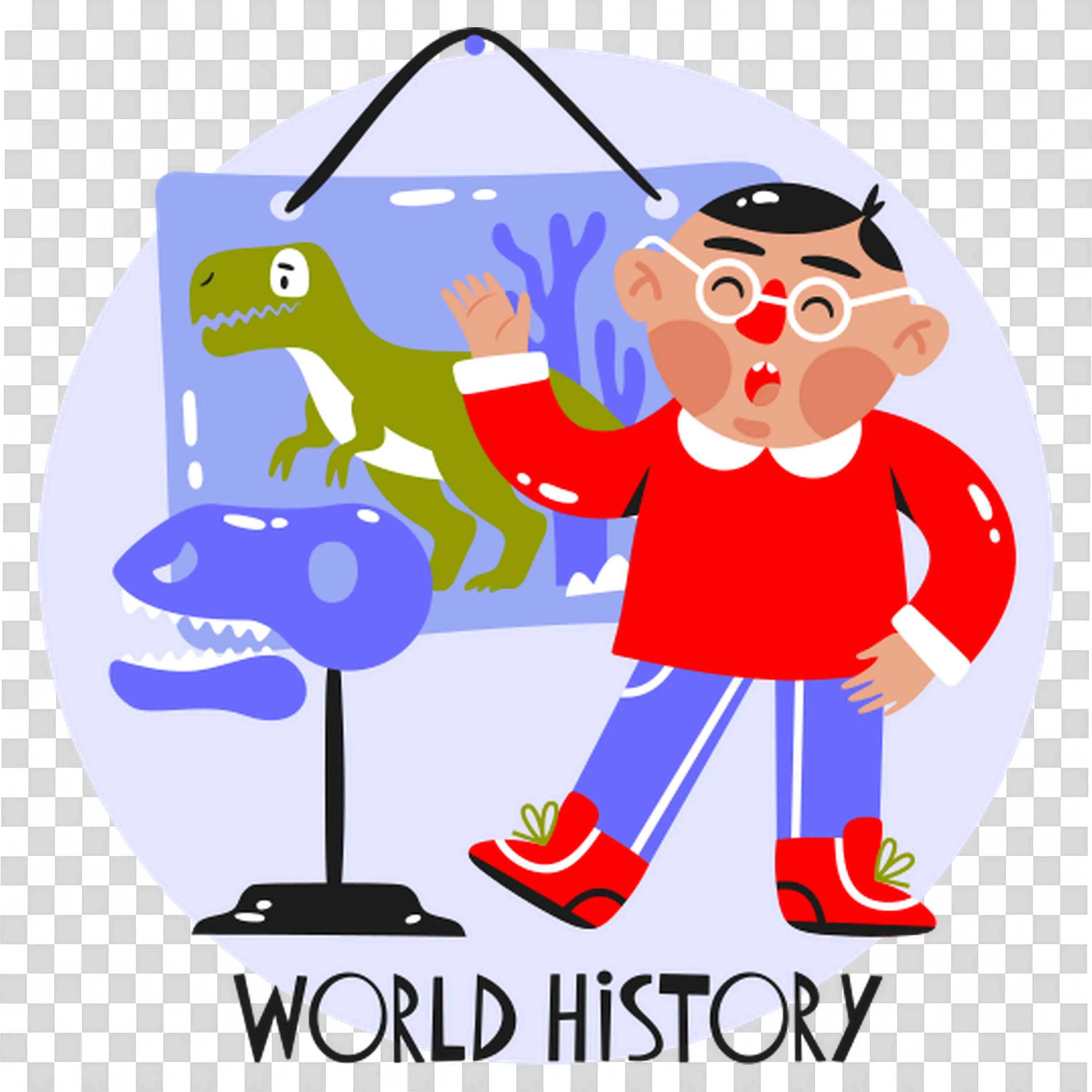 Teacher Explaining World History with Dinosaur Models Png