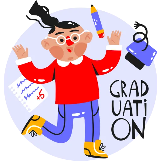 Teacher Holding Graduation Sign with Raised Hand PNG