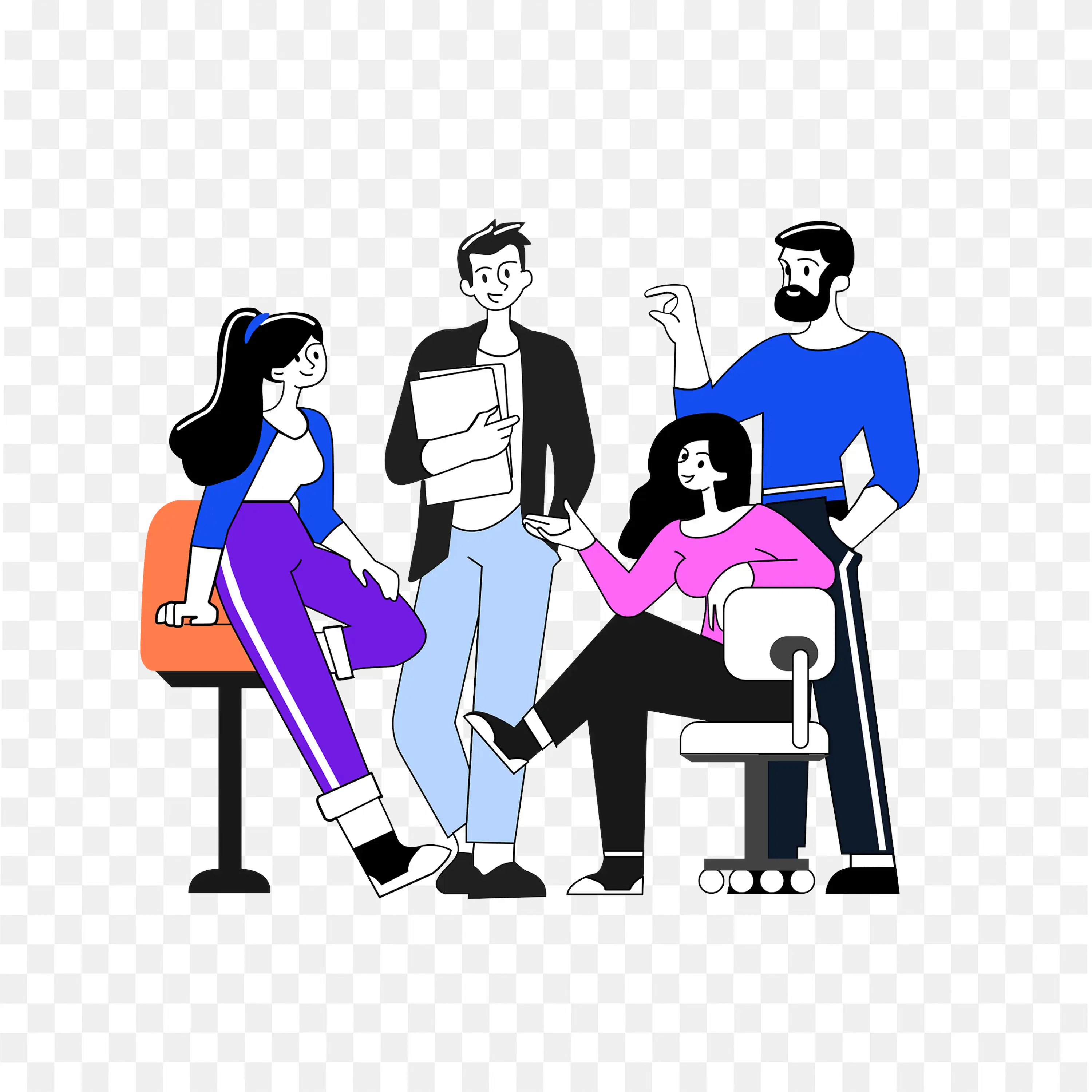 Team Meeting with Casual outfit and Discussion PNG free