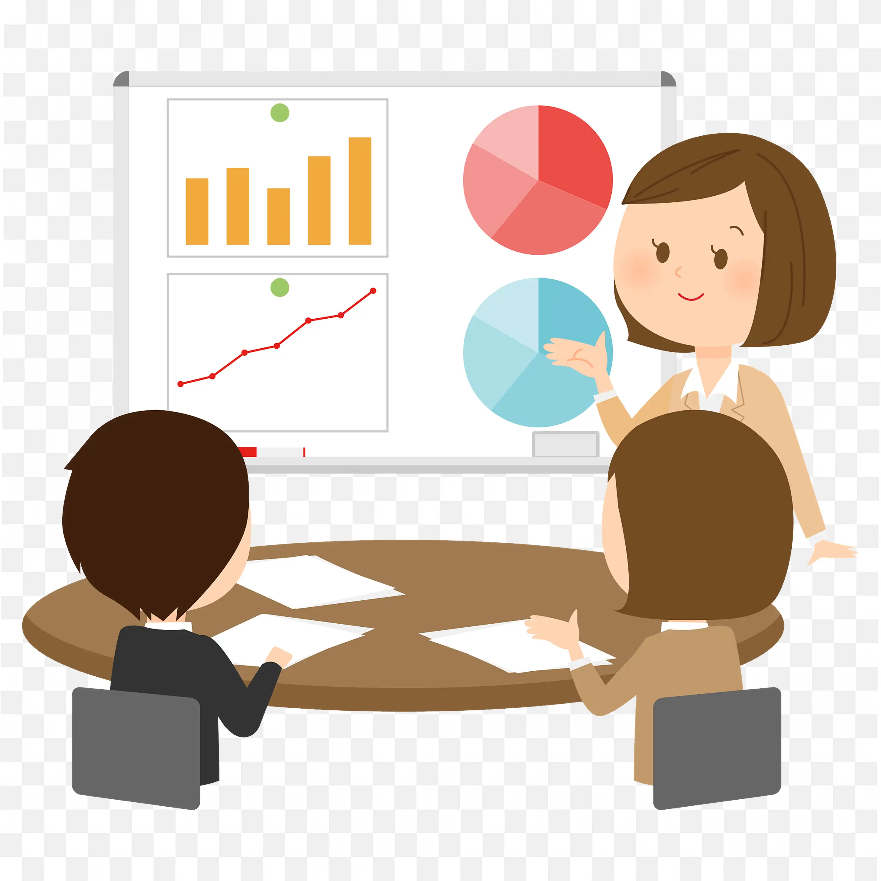 Team Presentation with Charts and Graphs Download PNG Free