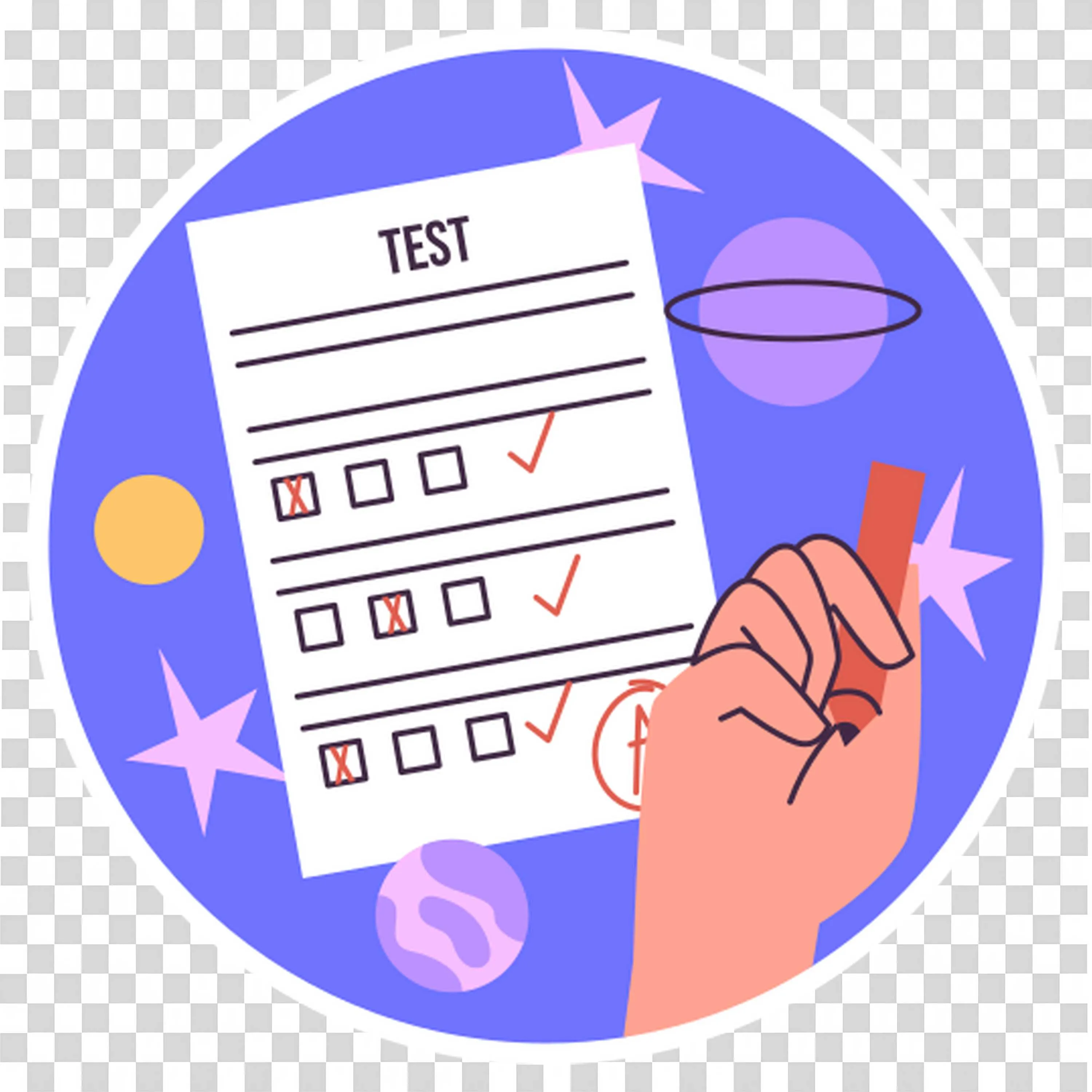 Test Sheet with a Plus Grade and Pencil in Hand Free Png