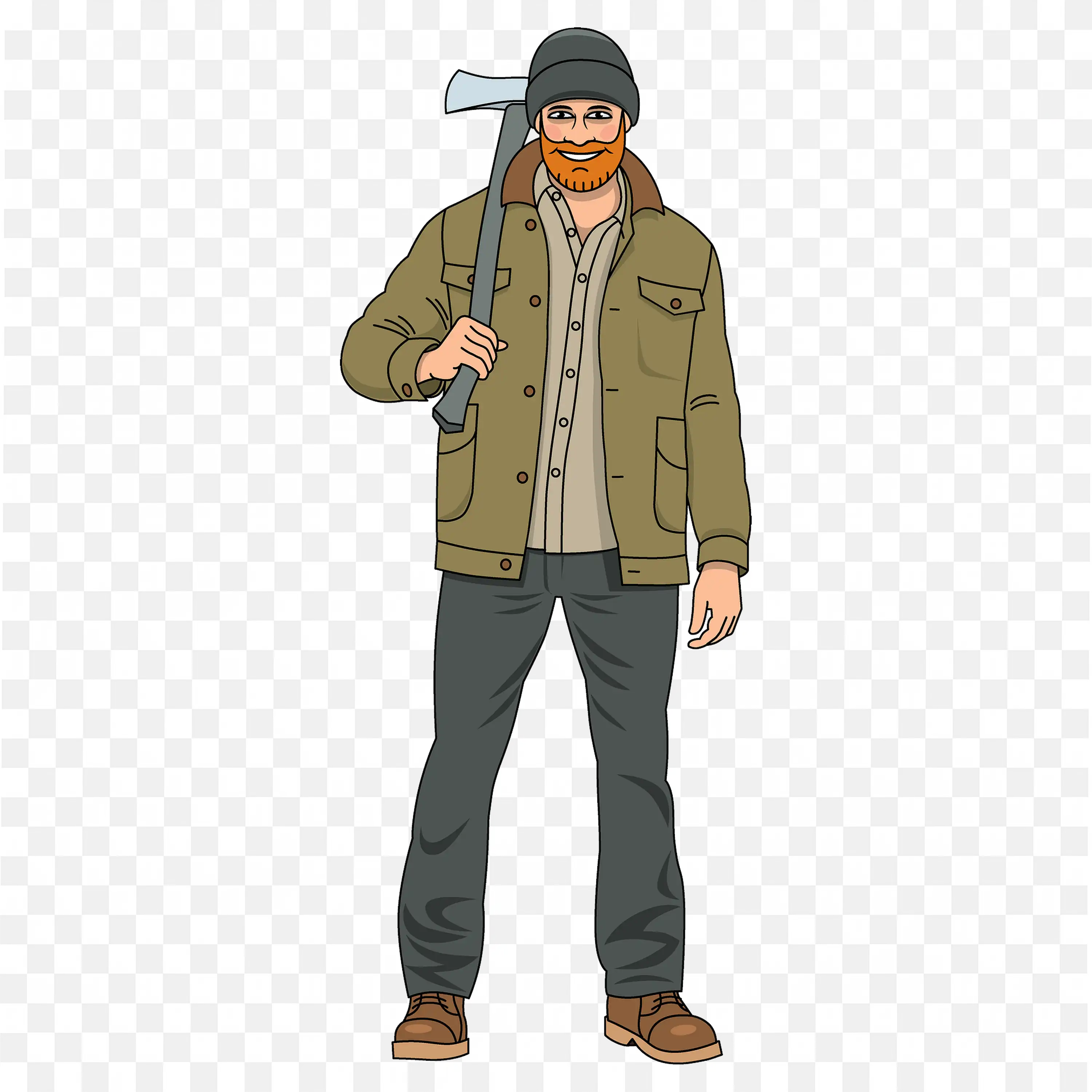 The Woodcutter with His Trusty Axe Ready for Work PNG