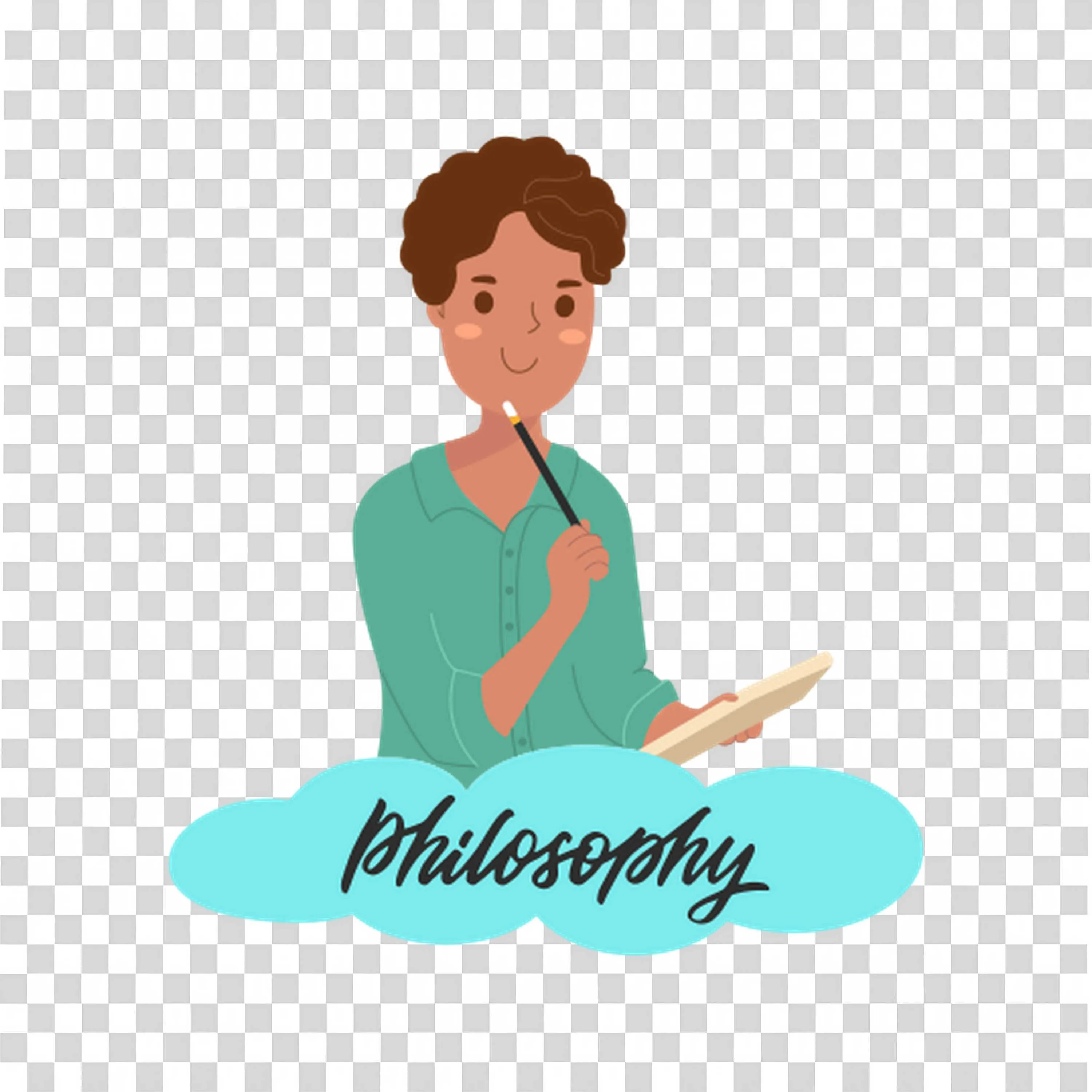 Thoughtful Person Studying About Philosophy with Text Png