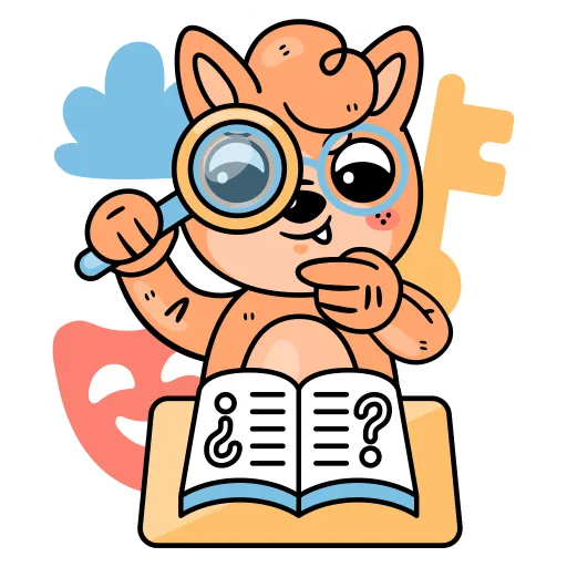 Tiger with magnifying glass examining detailed knowledge