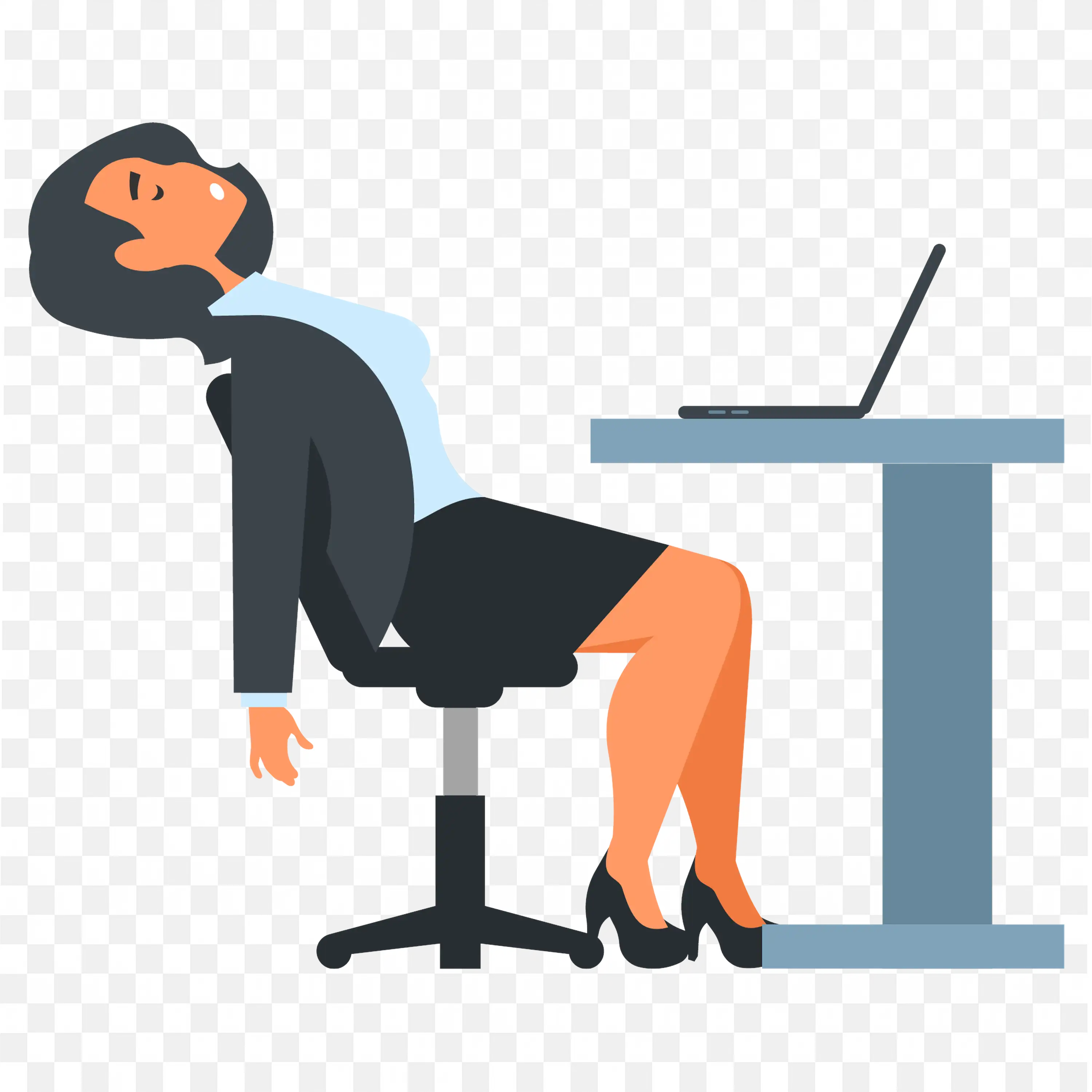 Tired Businesswoman Sleeping at her Bench PNG Download