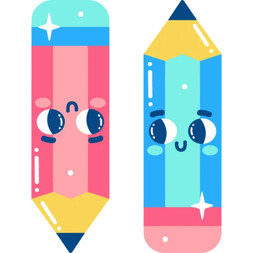 Two colorful pencils for art and writing in school PNG