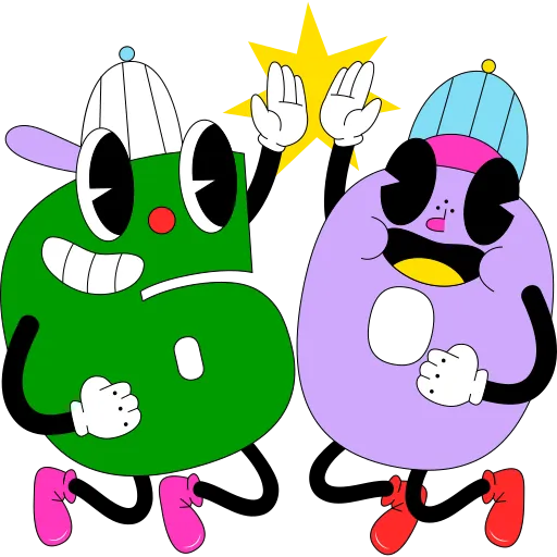 Two Friendly Characters Smiling While Playing With Stars