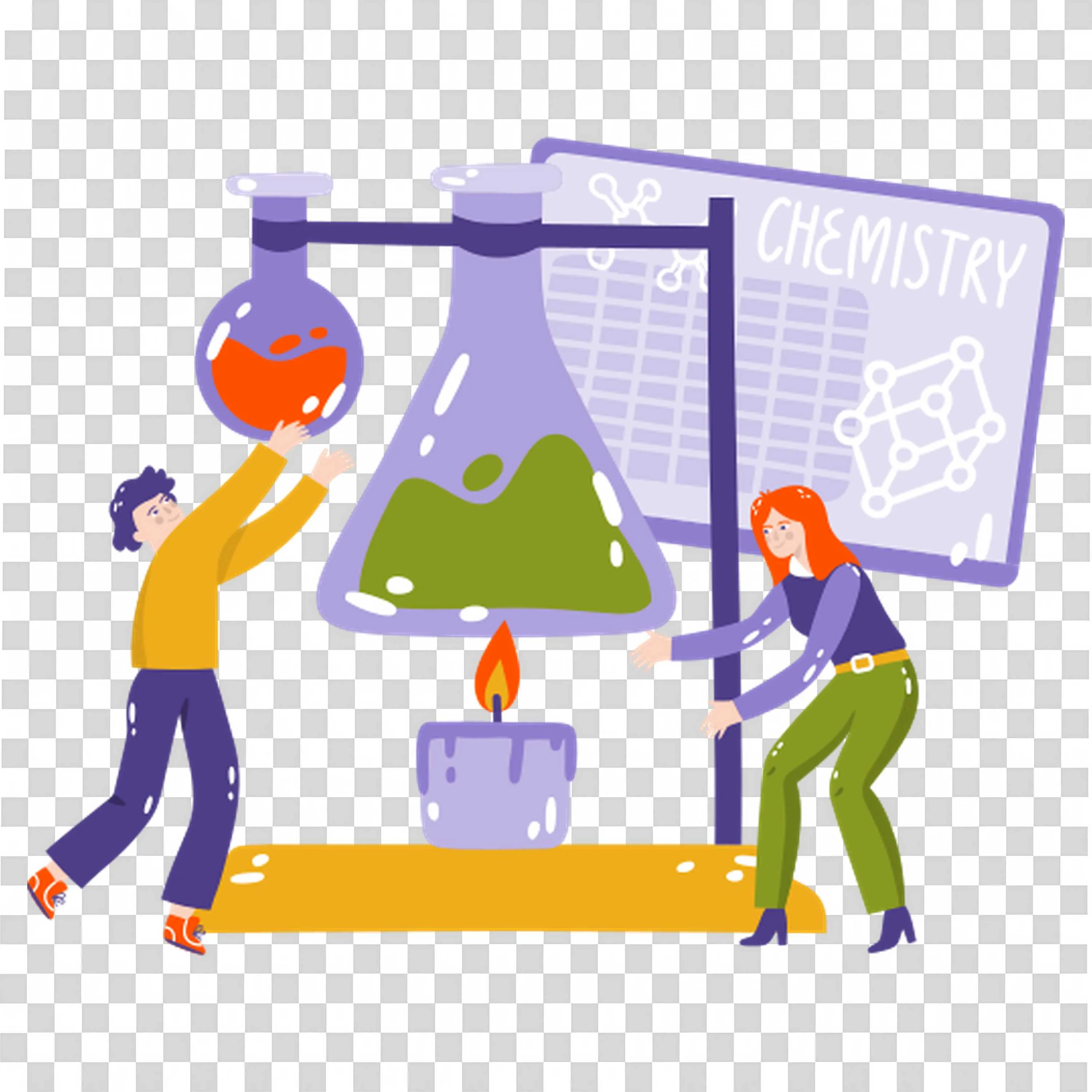 Two Kids Are Experimenting with Chemistry in the Science Lab