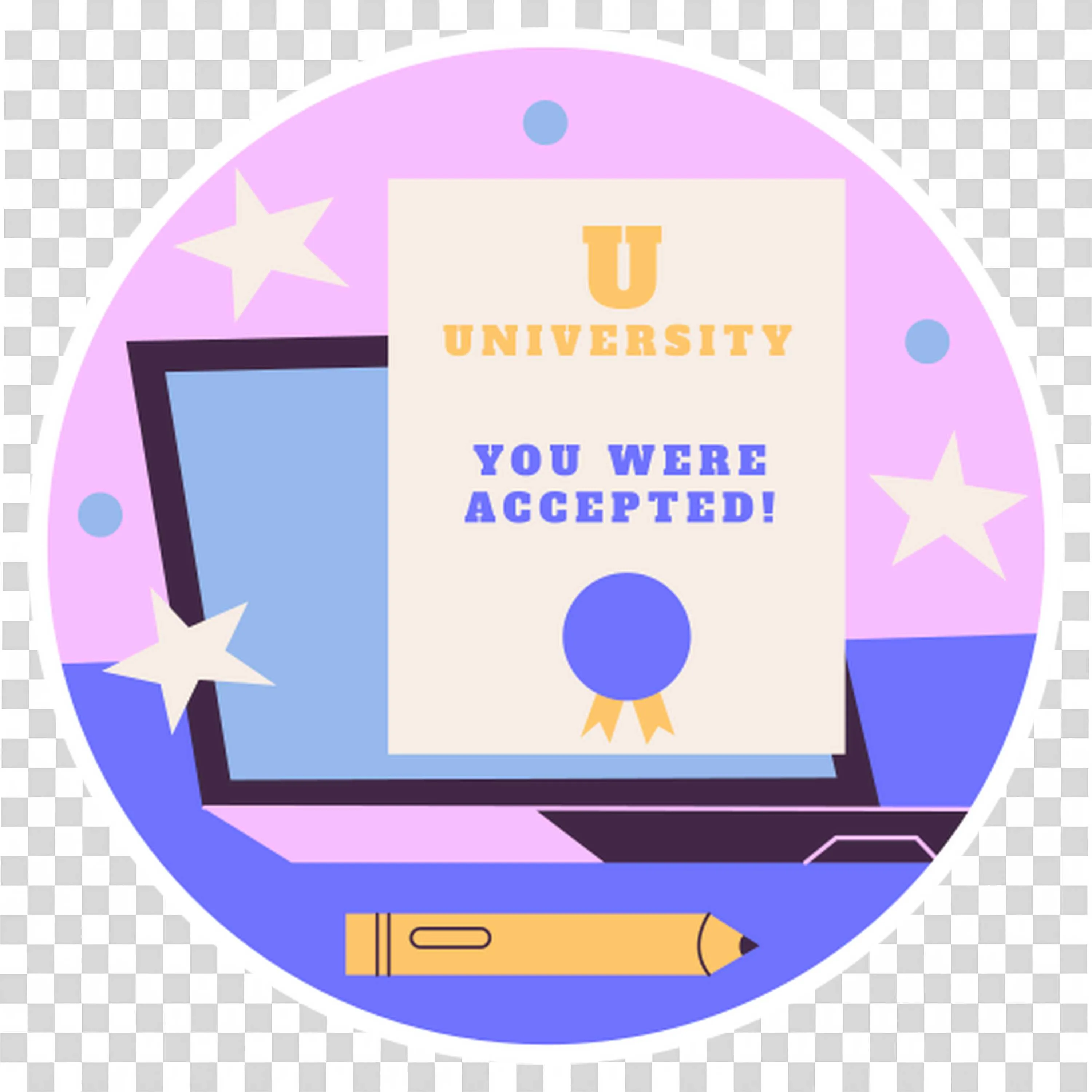 University Acceptance Letter Displayed on Laptop Screen Png