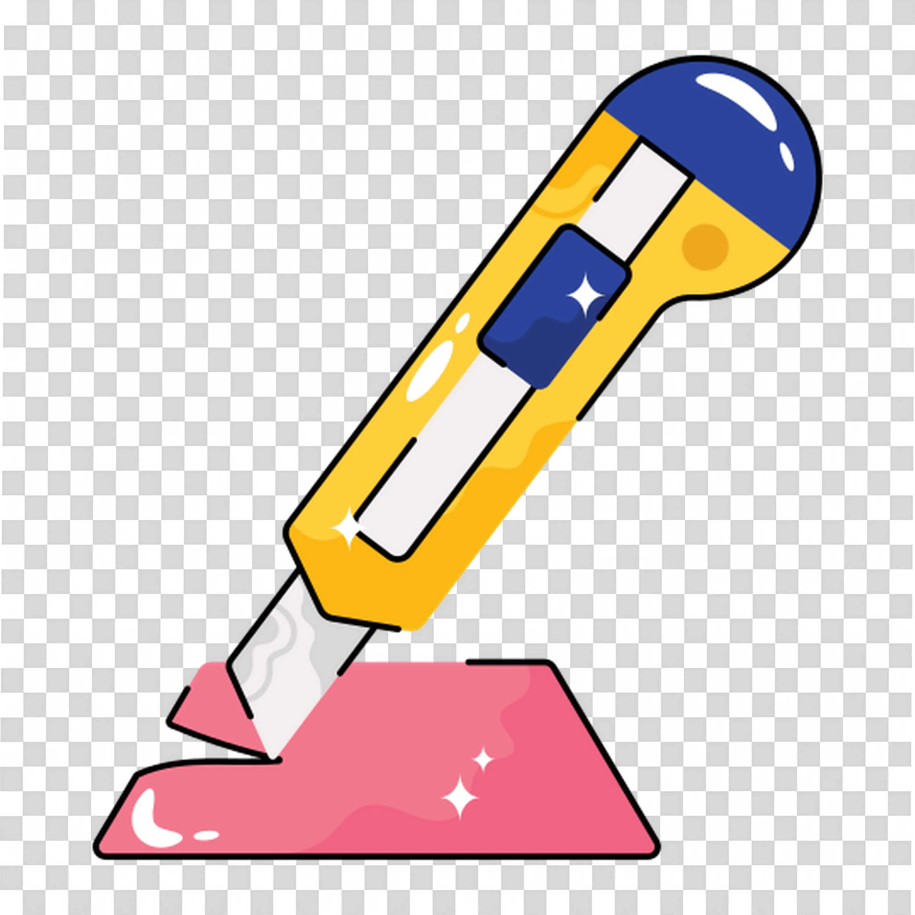 Utility Knife Cutting a Pink Material Free PNG Download