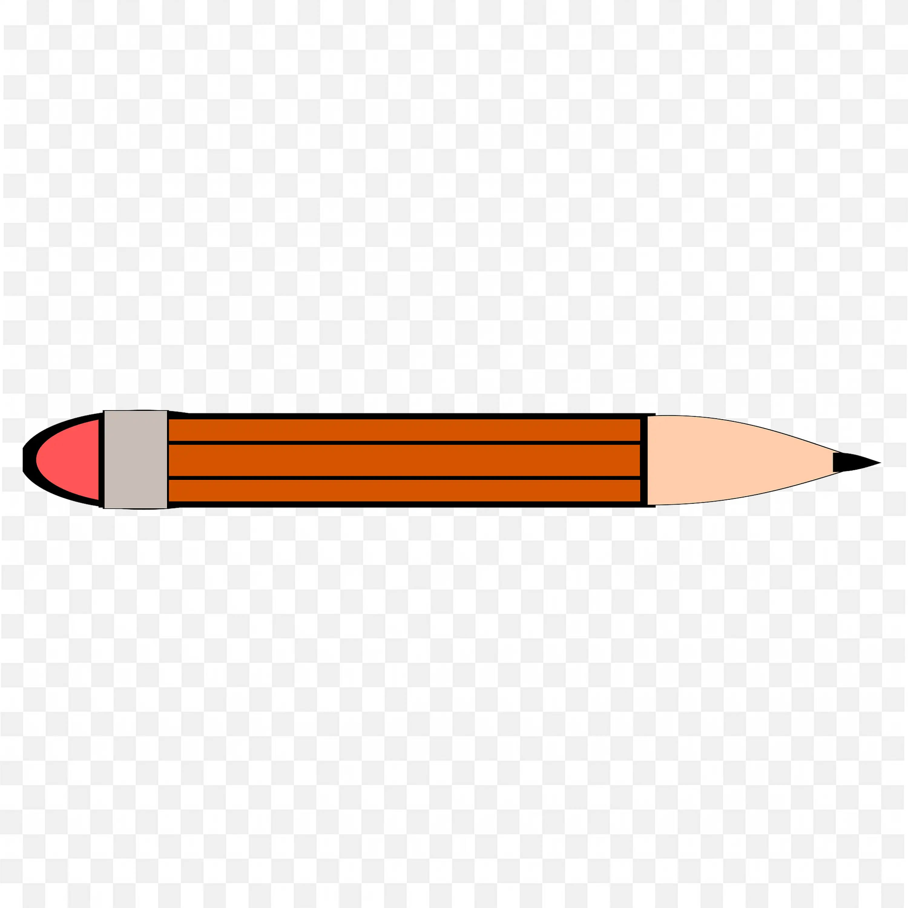 Vector Graphic of a Wooden Pencil with Eraser Free PNG Image