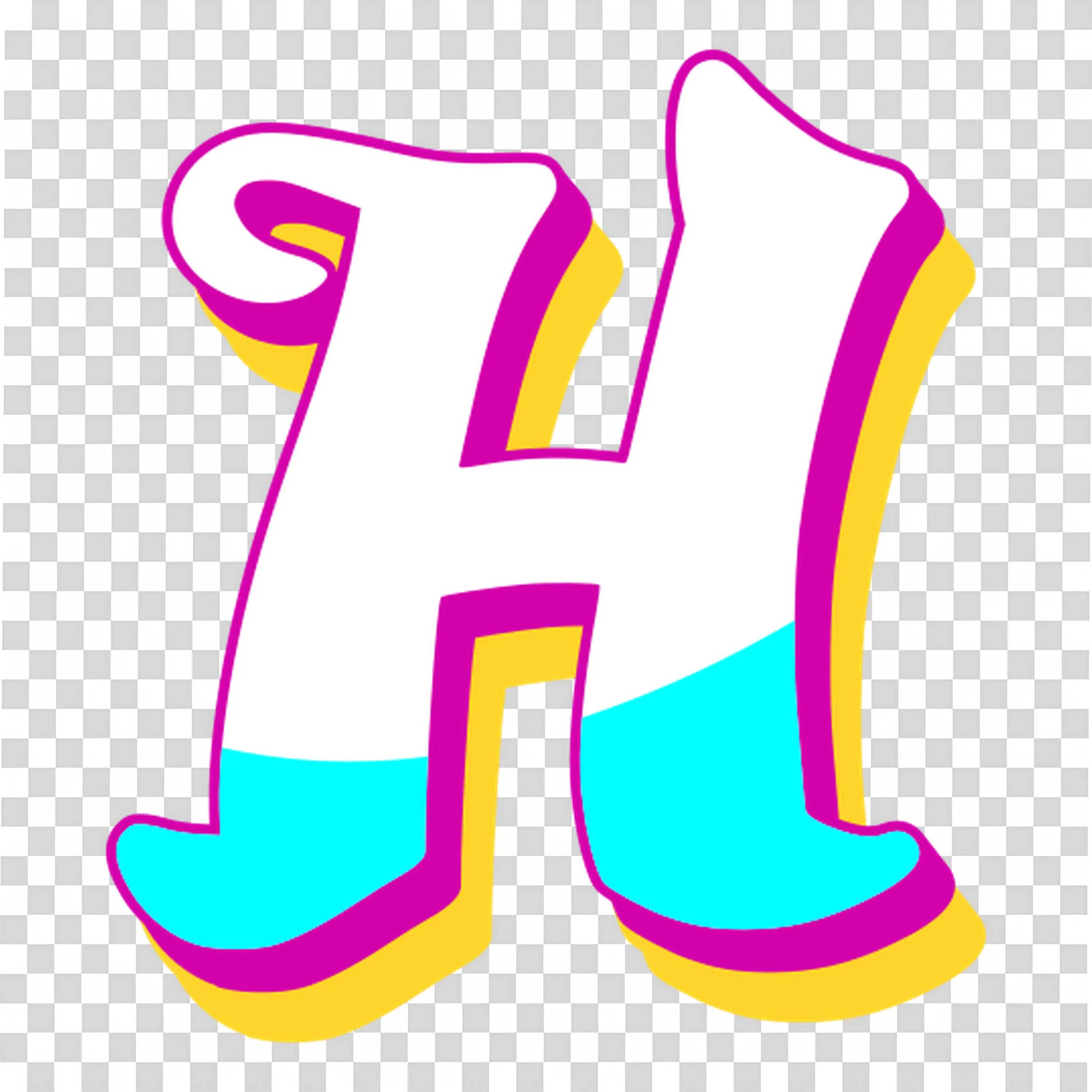 Vibrant Letter H Design with Blue and Pink Shades Free Png