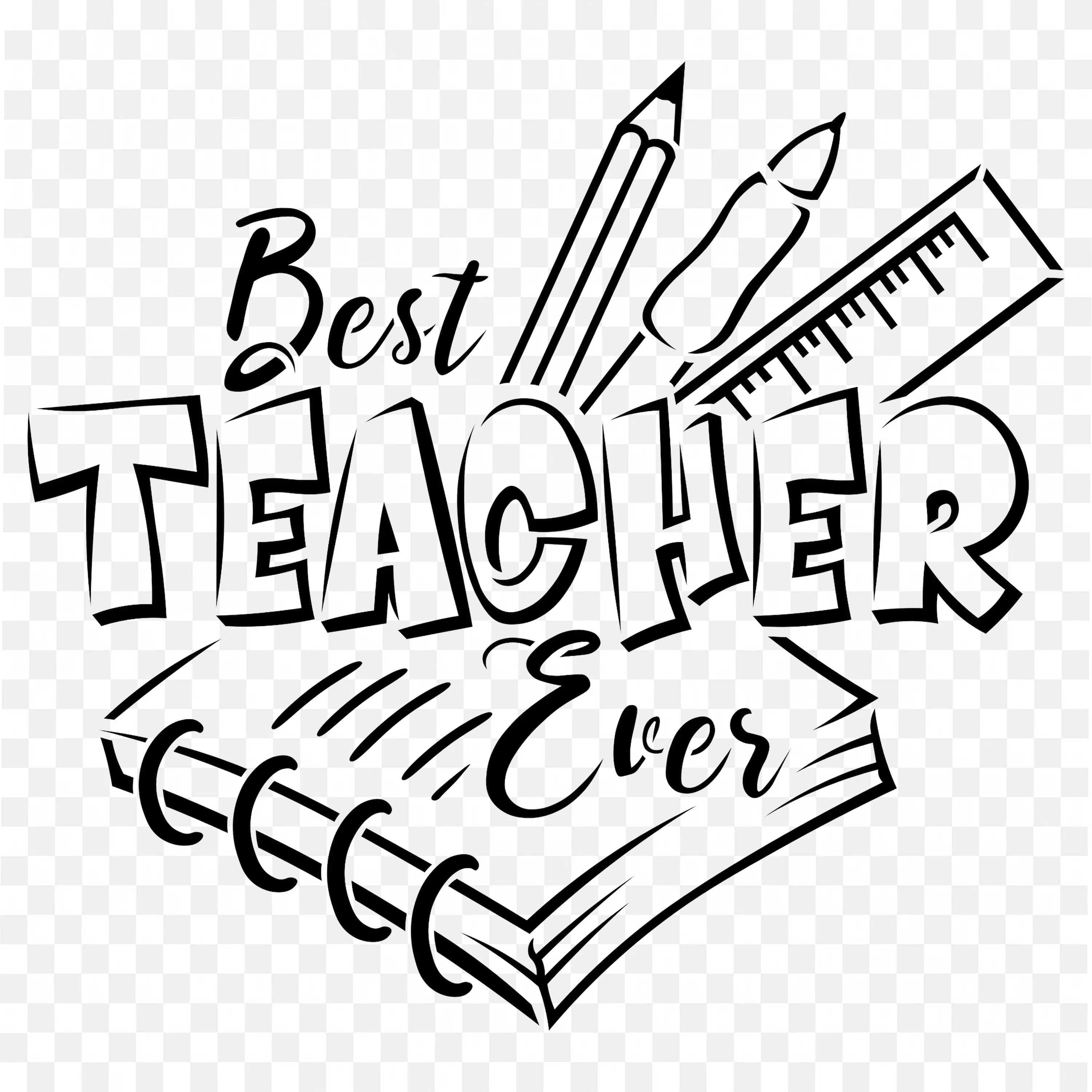 Visual Illustration Showing Best Teacher Ever Logo PNG Free