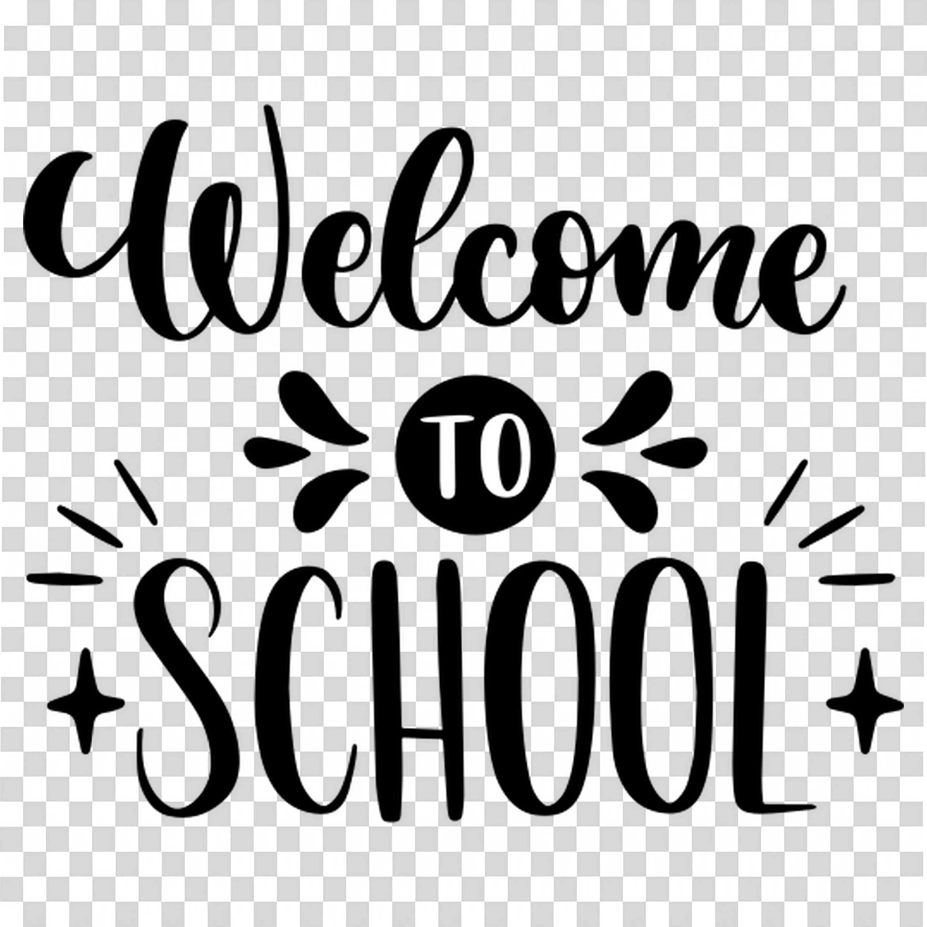 Welcome to School Hand Lettering Text Design in Black Png