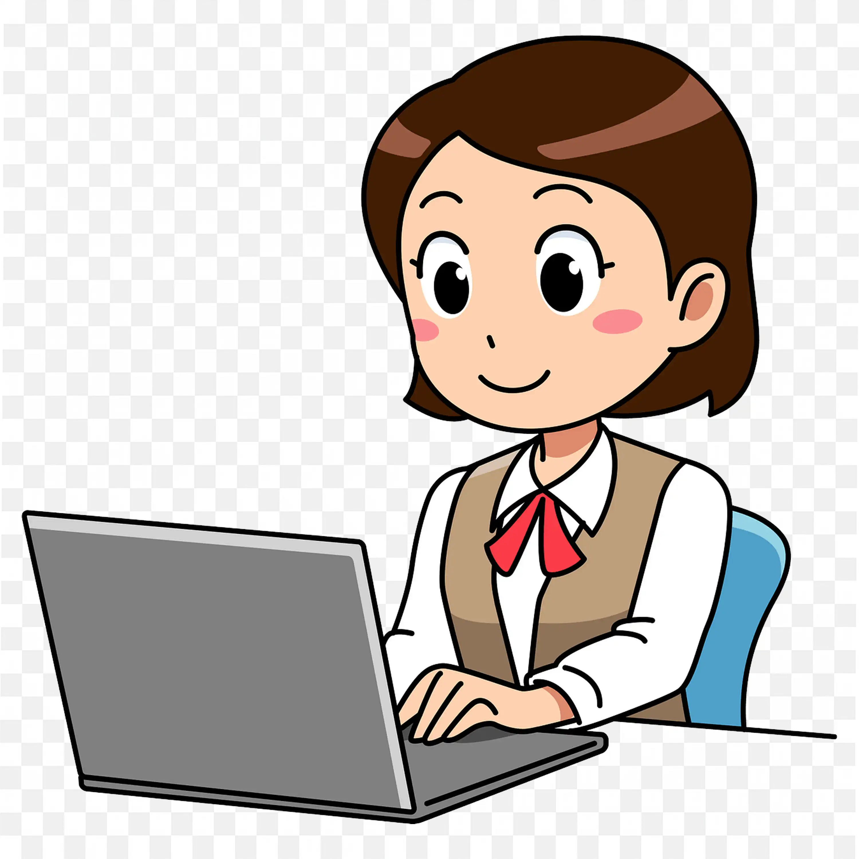Well Dressed Girl is Tying on her Laptop in the Table