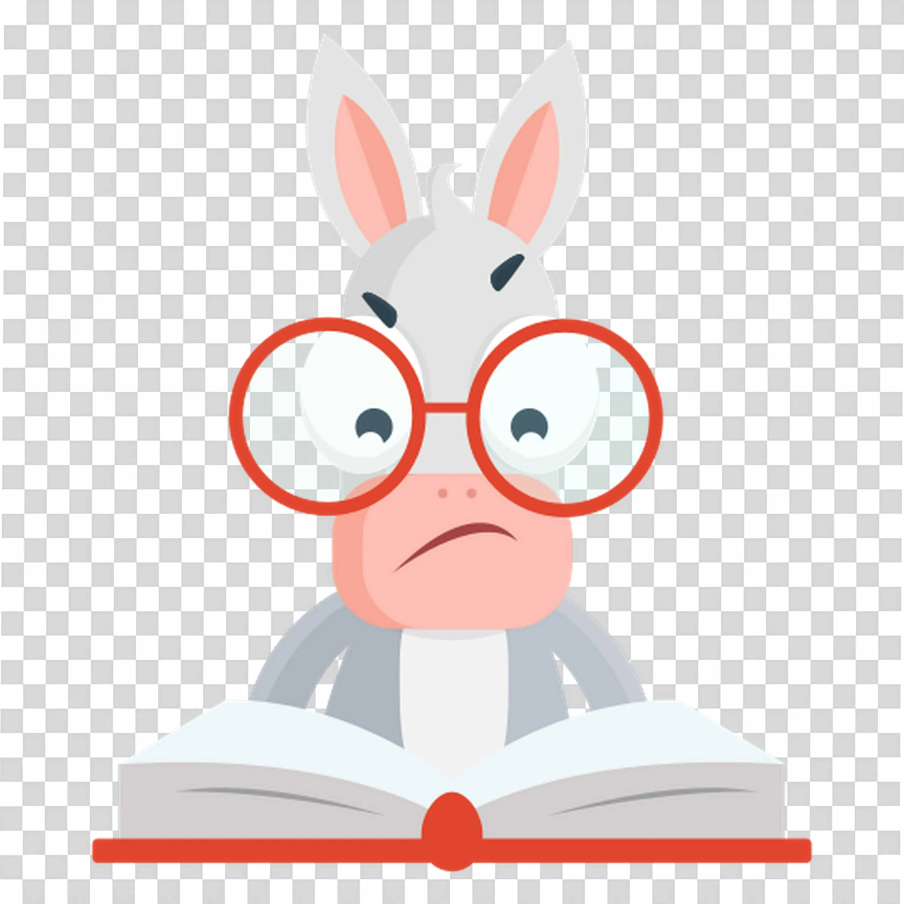 White Goat Wearing Glasses and Reading a Big Book Free Png