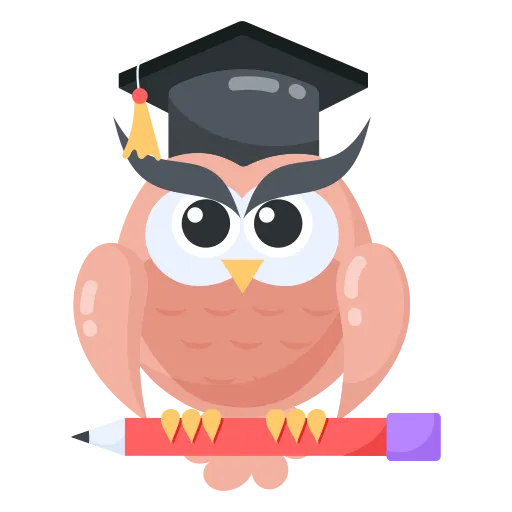 Wise owl wearing graduation cap symbolizing school success