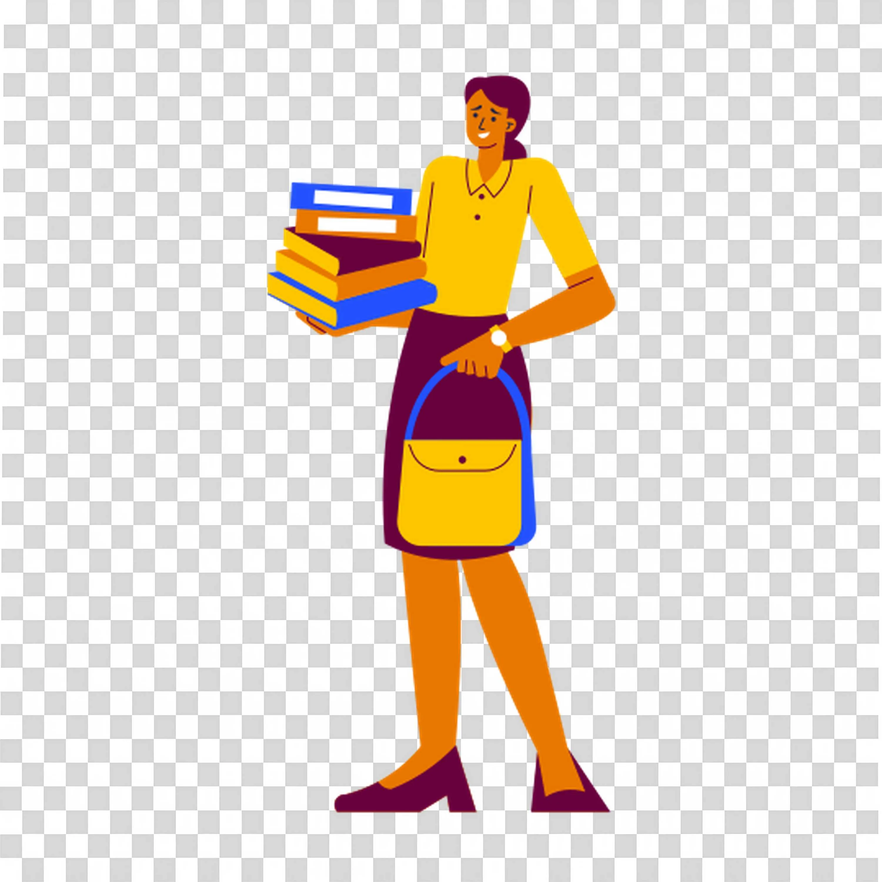 Woman Carrying Books Dressed in Professional Clothing Png