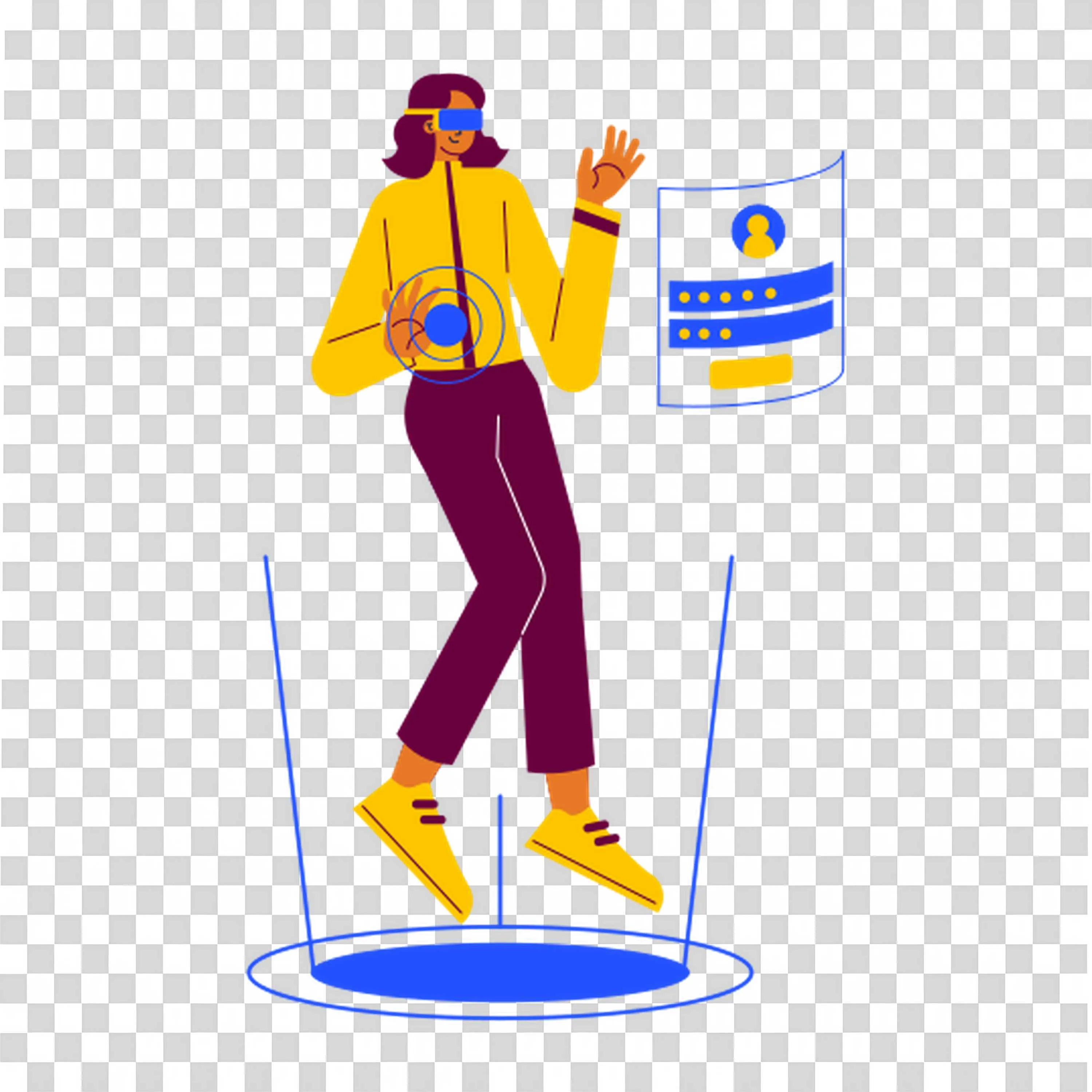 Woman Using Virtual Reality in a Futuristic Digital World