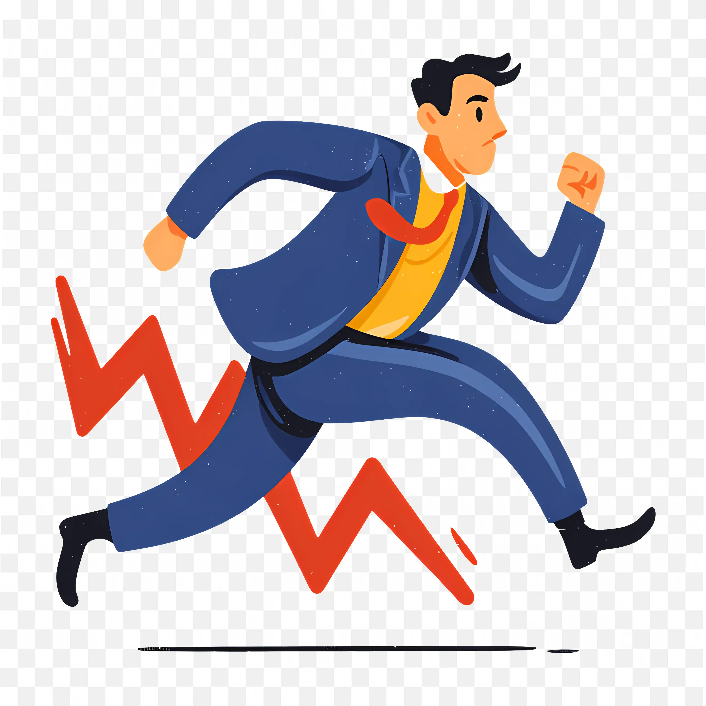 Working Man Running with Energy and Drive Free PNG Download