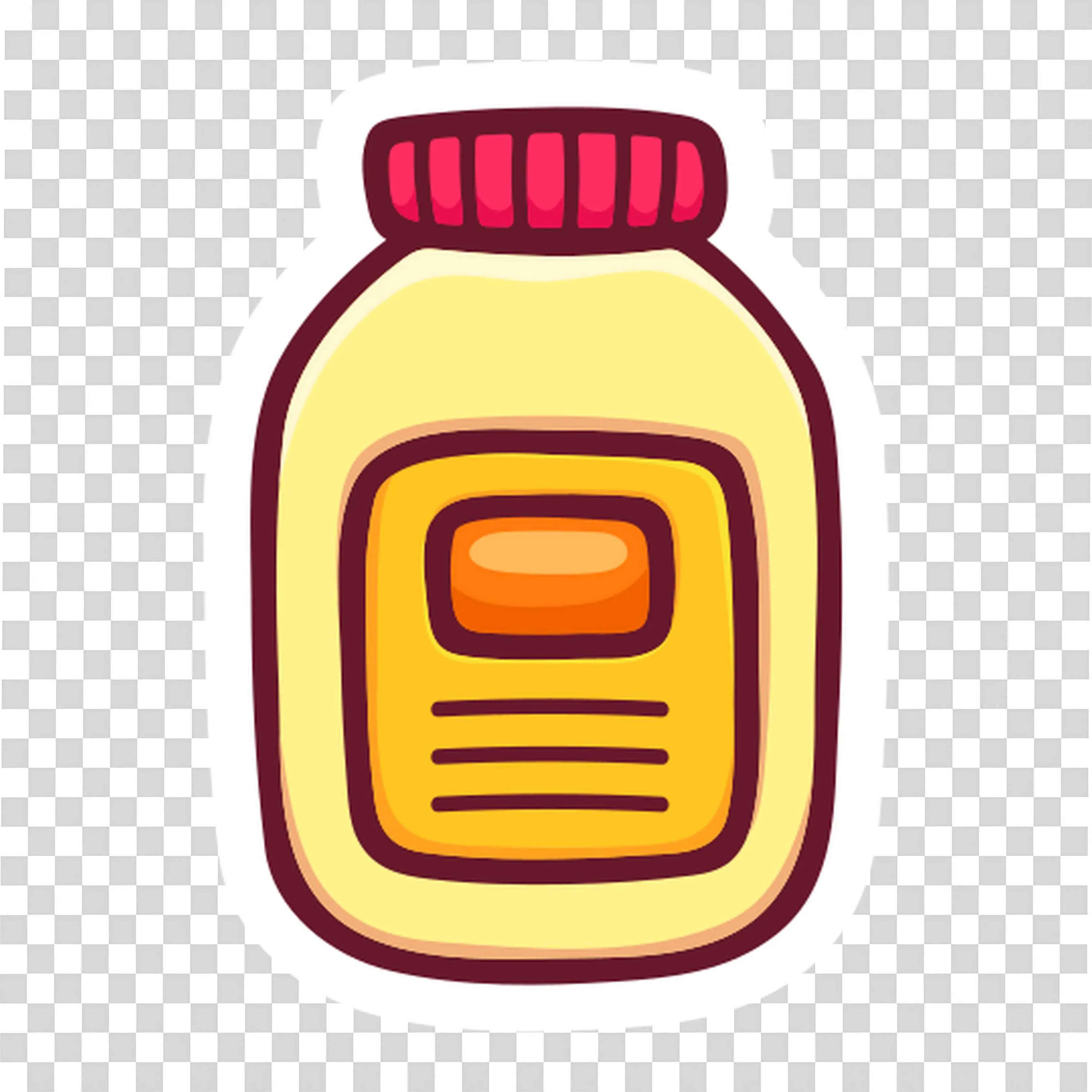 Yellow Bottle with Red Lid and Blank Label in Front Png
