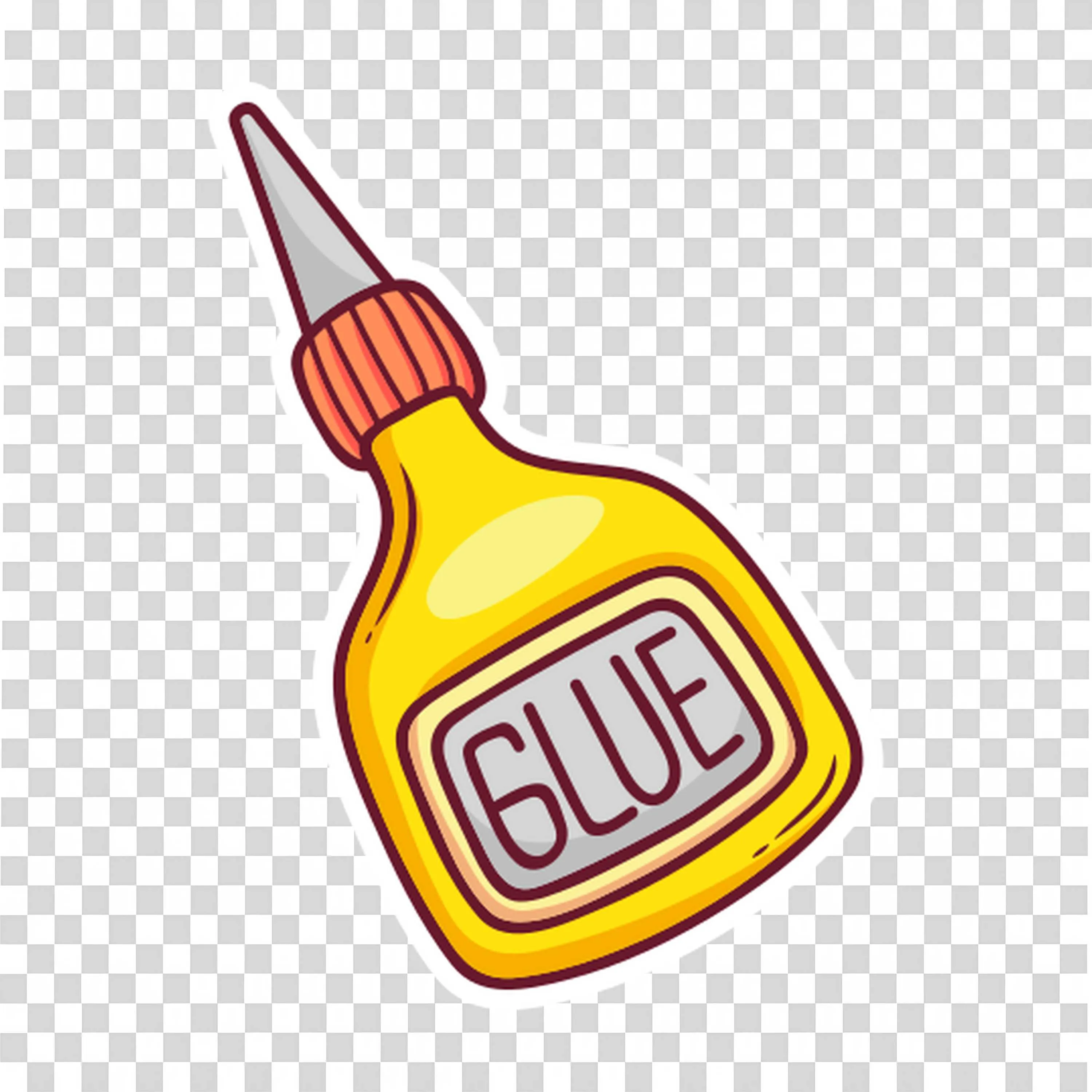 Yellow Cartoon Glue Bottle with Glue Label Text PNG Image
