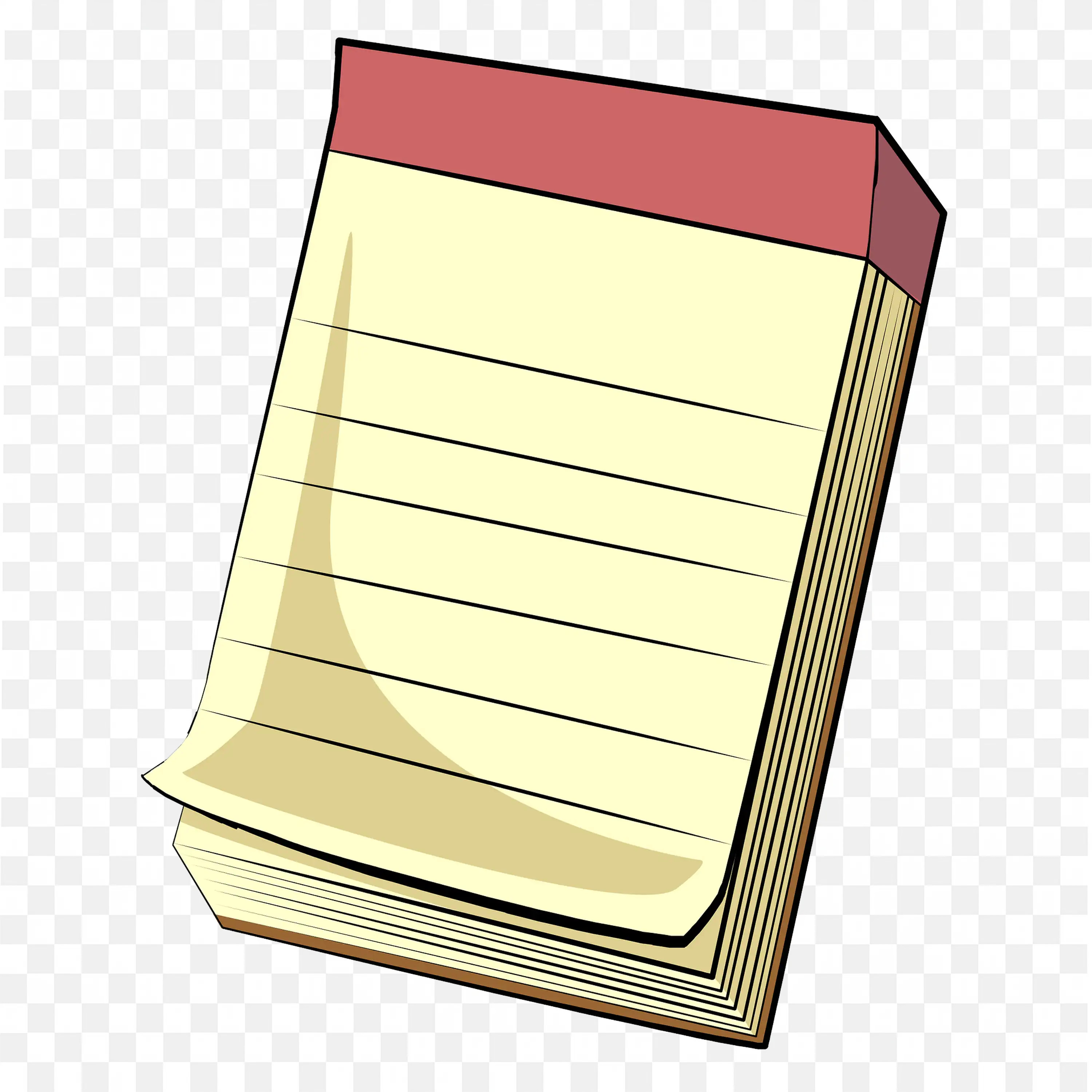 Yellow Lined Notepad with Red Top Binding Free PNG