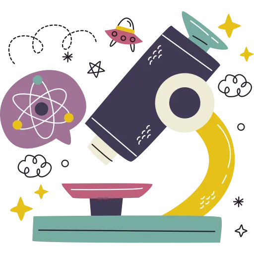 Yellow Microscope Surrounded by Planets for Science Class