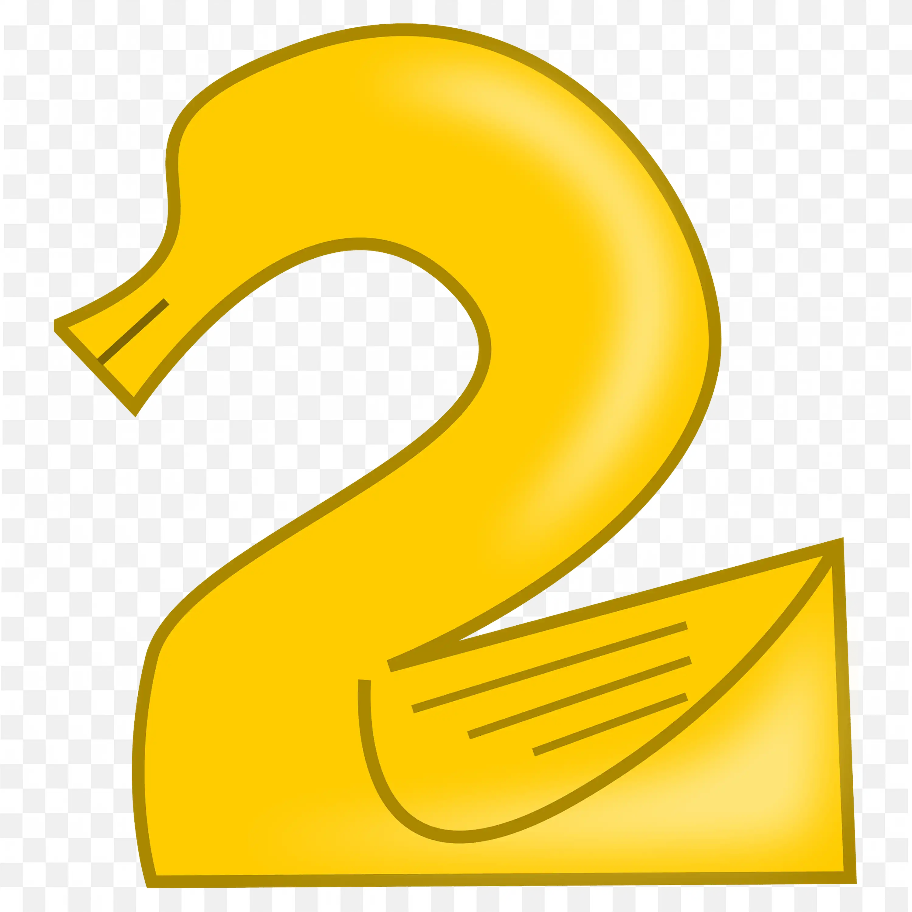 Yellow Number Two in Duck Design Free HD PNG Download