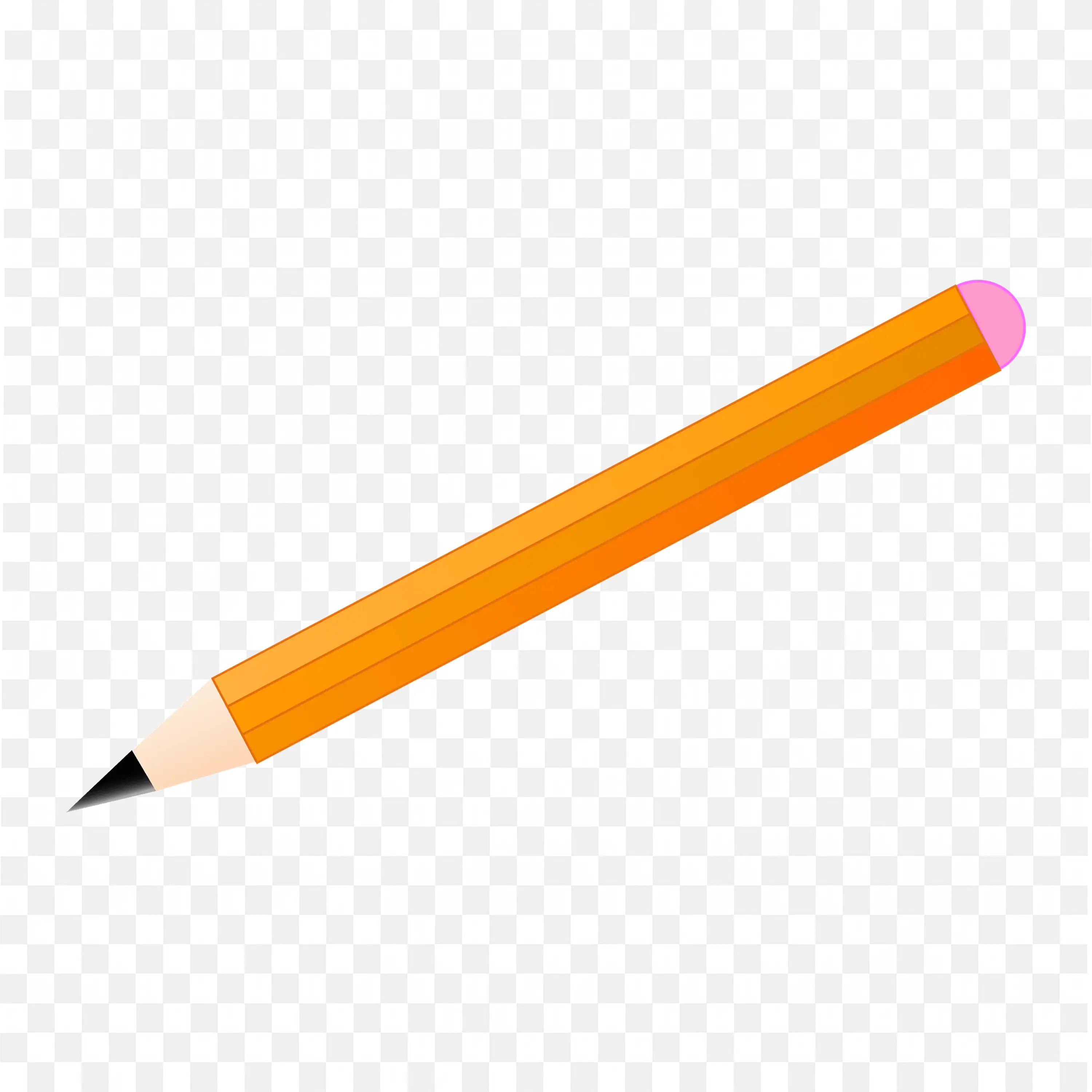 Yellow Orange Pencil with a Pink Eraser at the End PNG Free