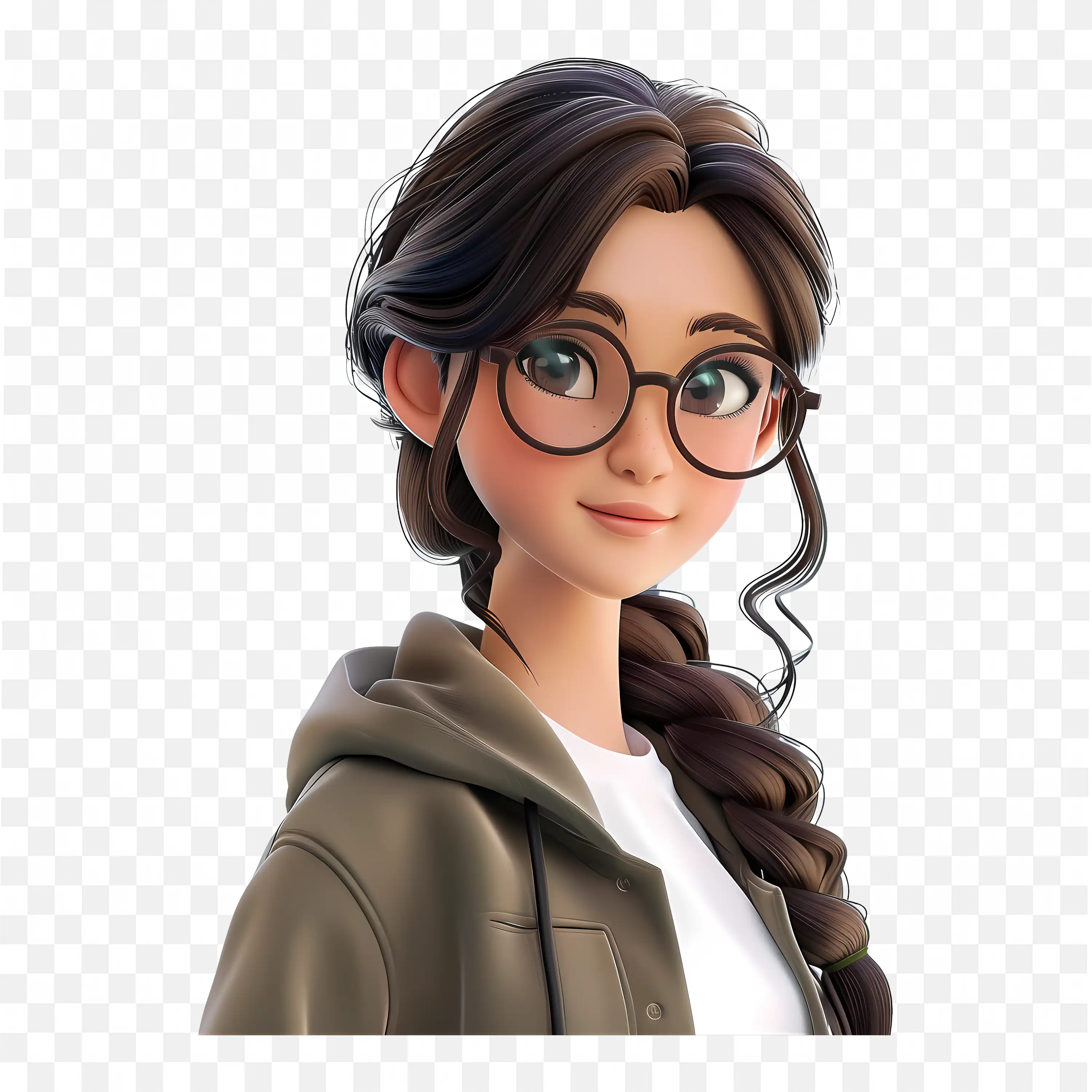 Young Woman with Glasses and Hoodie Free PNG Download
