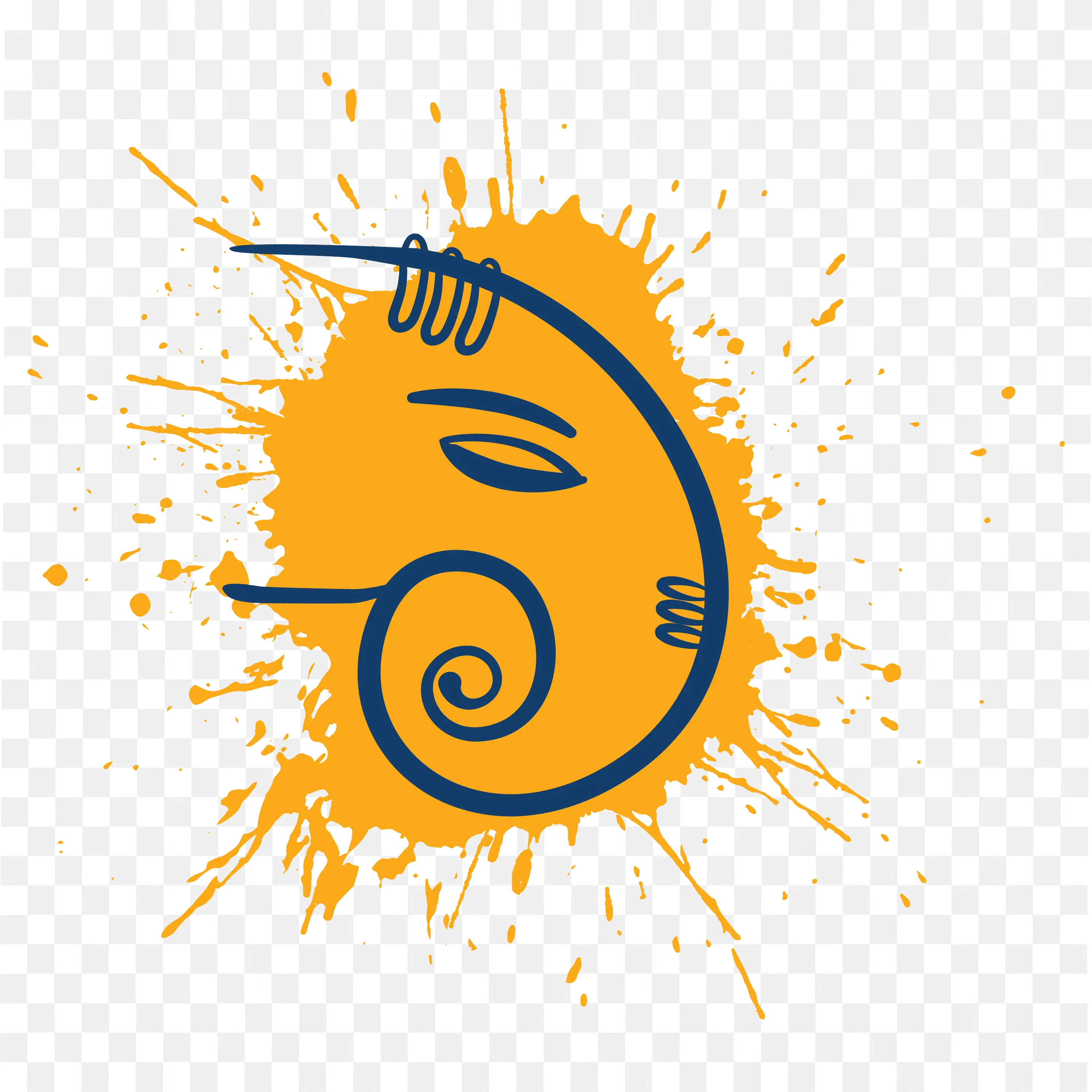 Abstract Lord Ganesha Art with Vibrant Yellow Paint Splatter