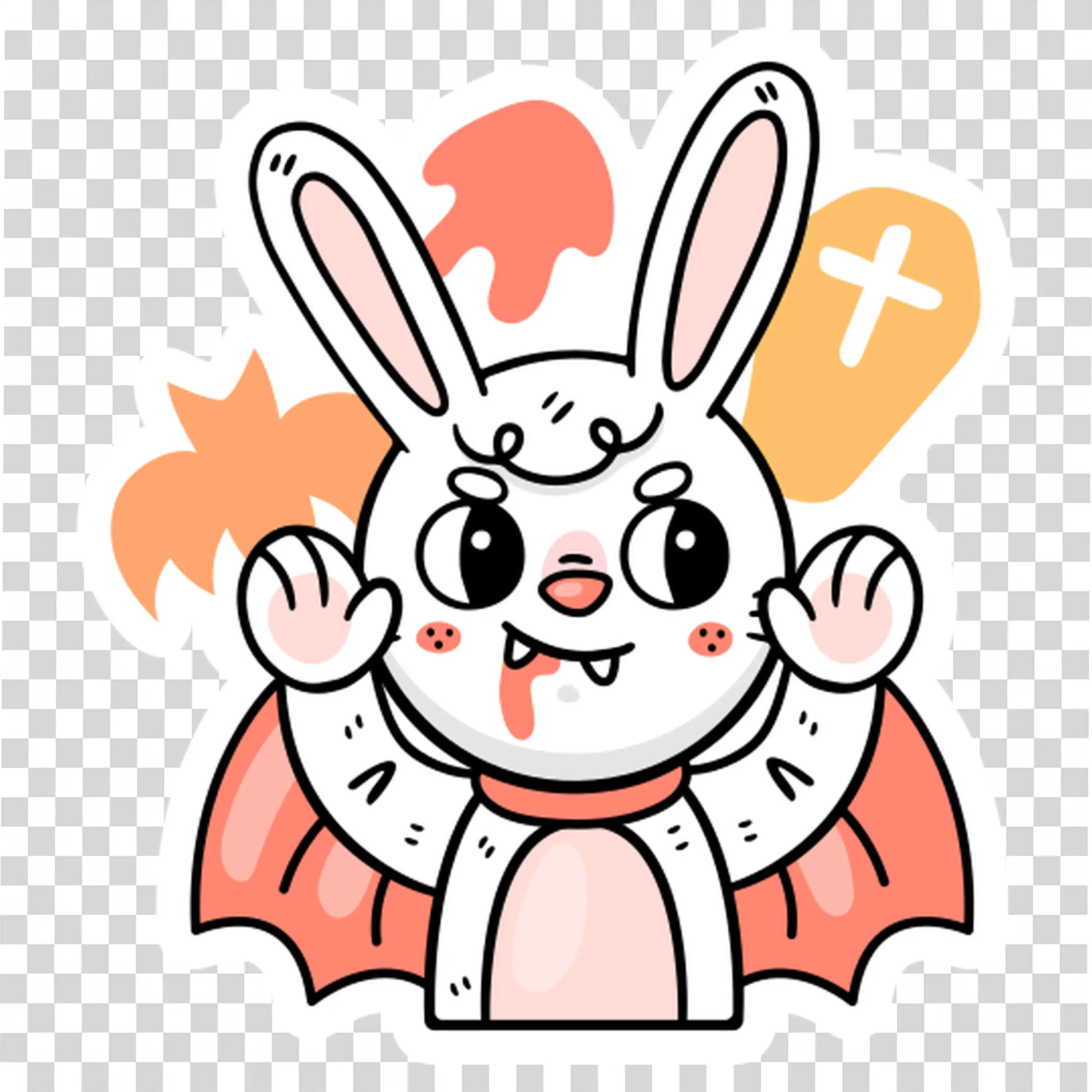 Adorable Halloween Bunny with Vampire Costume Free PNG