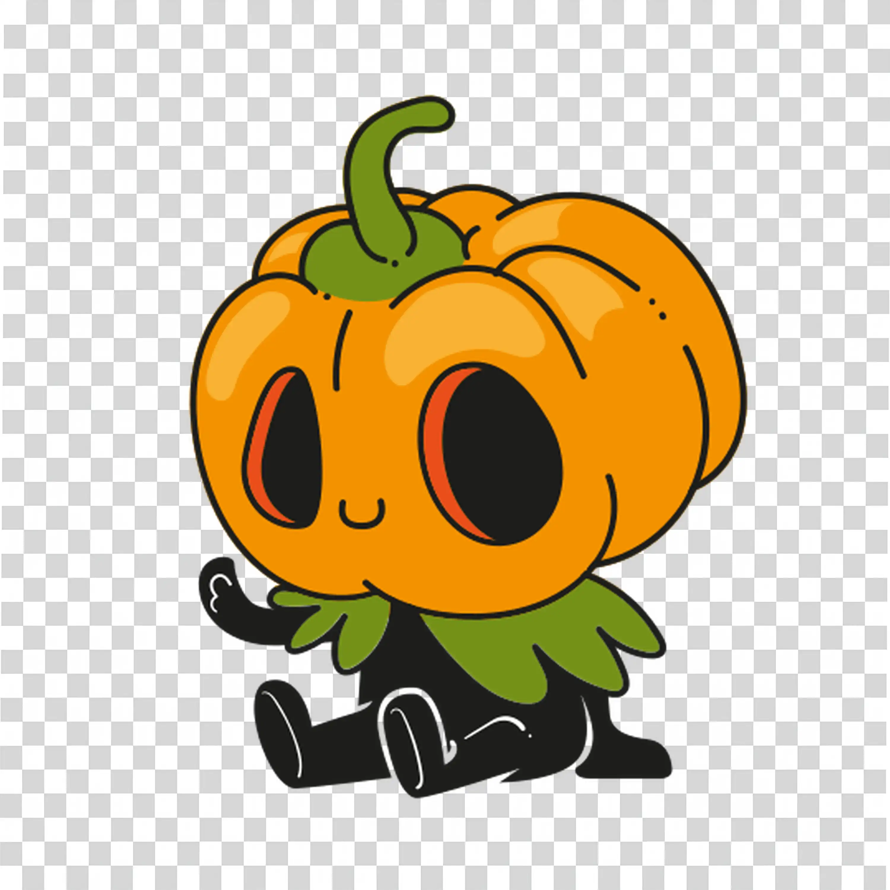 Adorable Pumpkin Character for Halloween Fun PNG Image