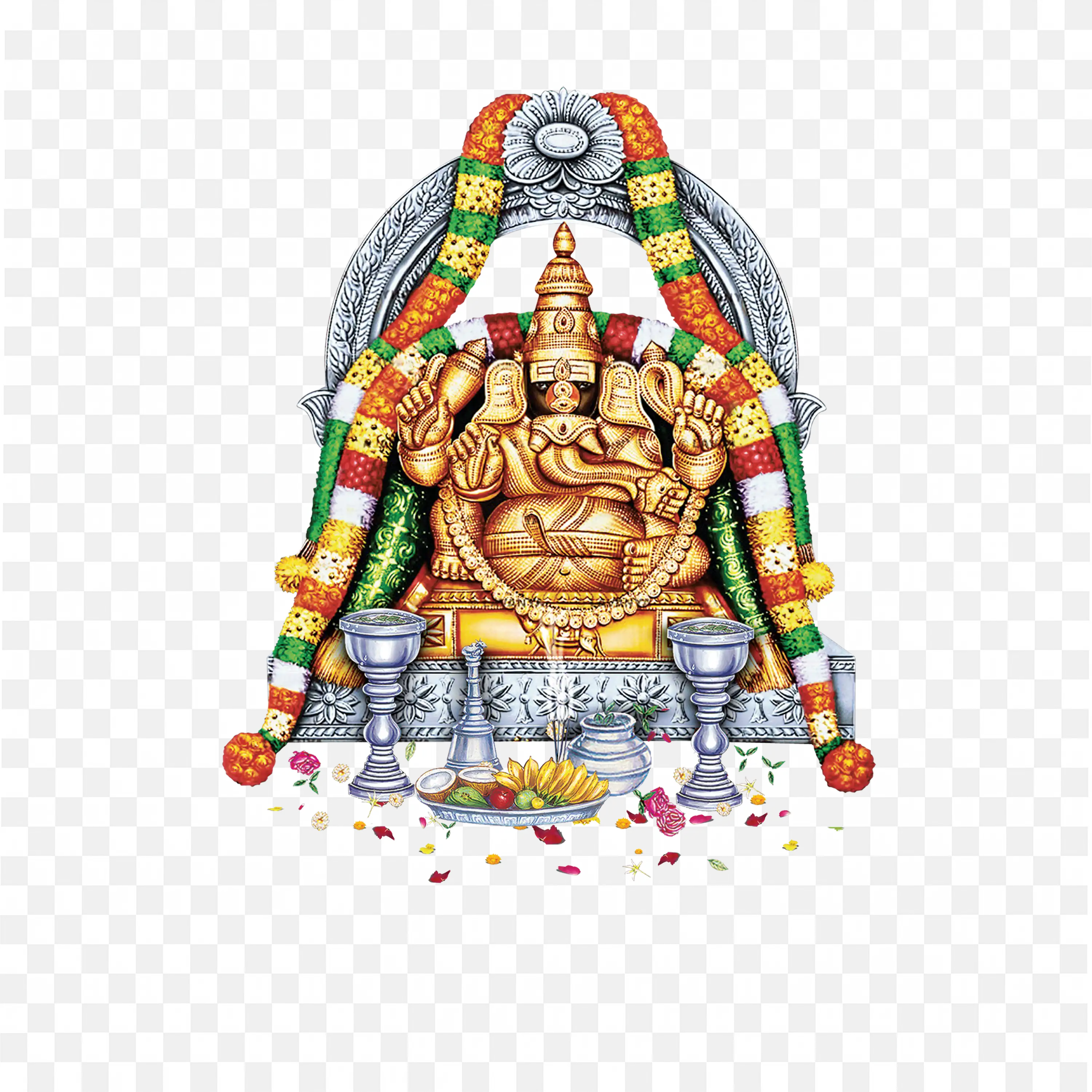 Adorned Lord Ganesha Idol Manakula Vinayaga Art