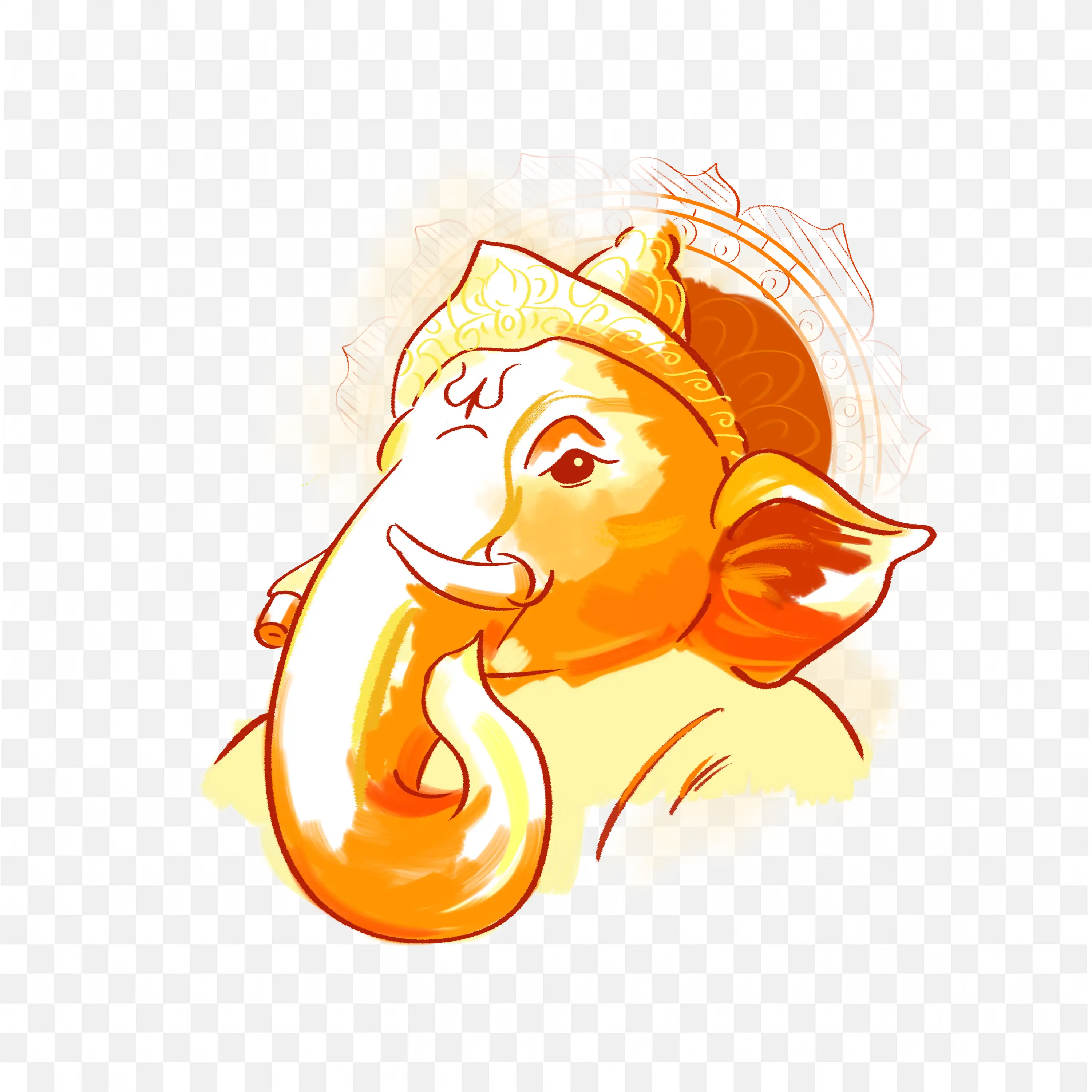 Artistic Lord Ganesha IllustrationElephant Head Deity Art