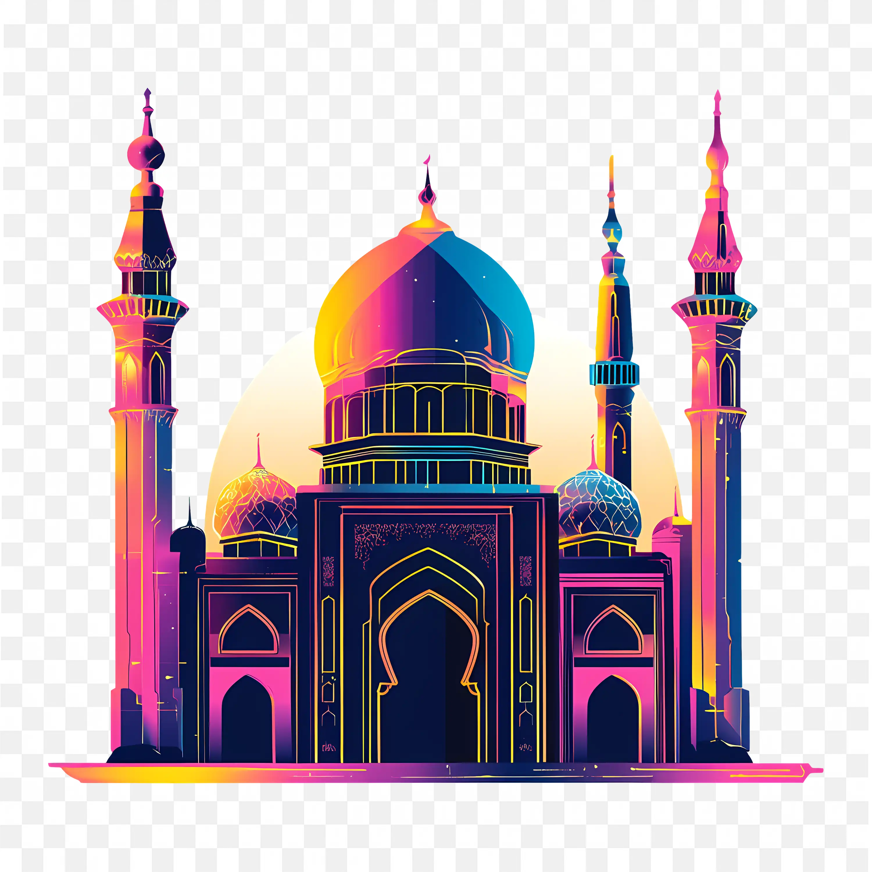 Artistic Mosque Silhouette Ramadan Theme Vector PNG Art