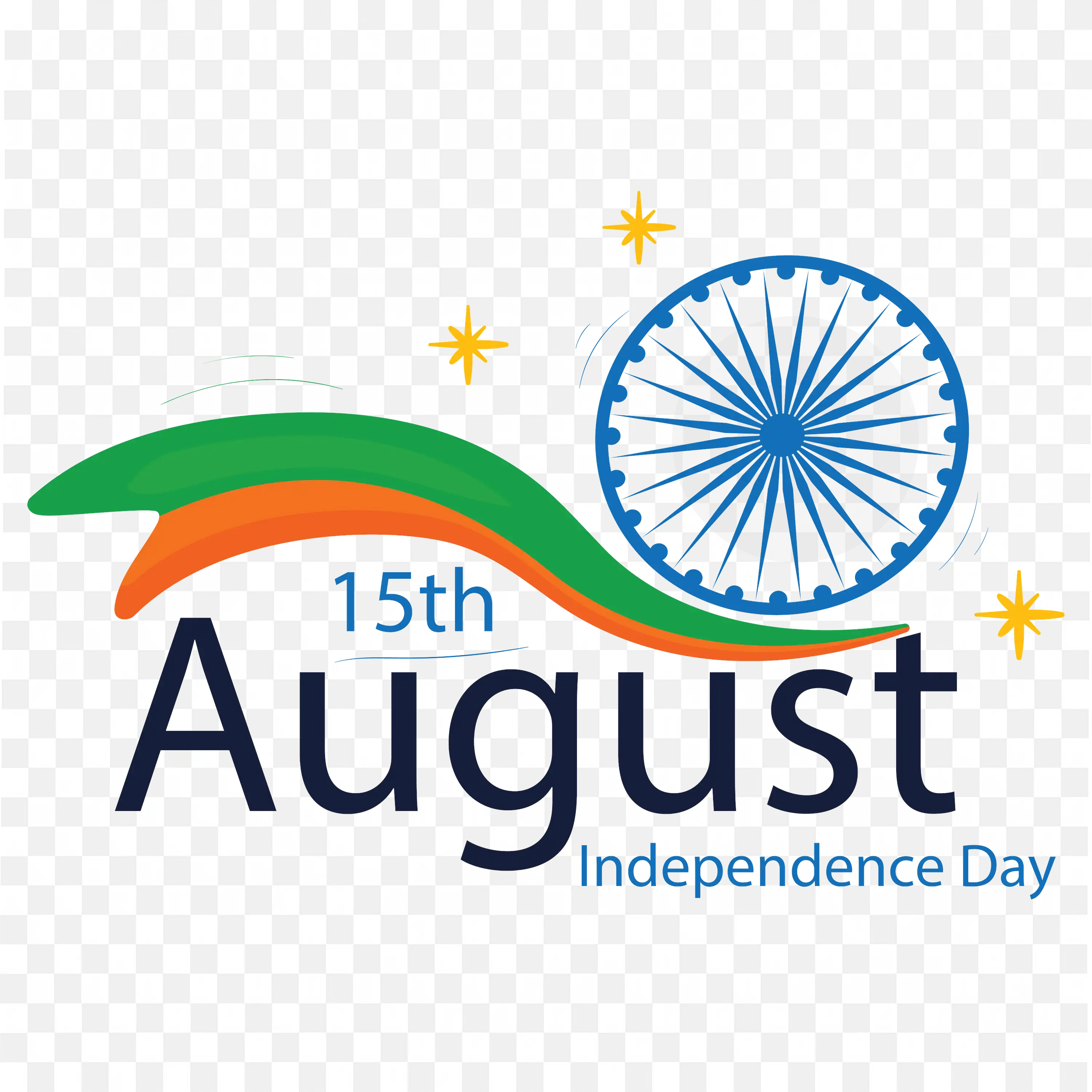 August 15 Flag Design with Saffron White Green Ashoka Chakra