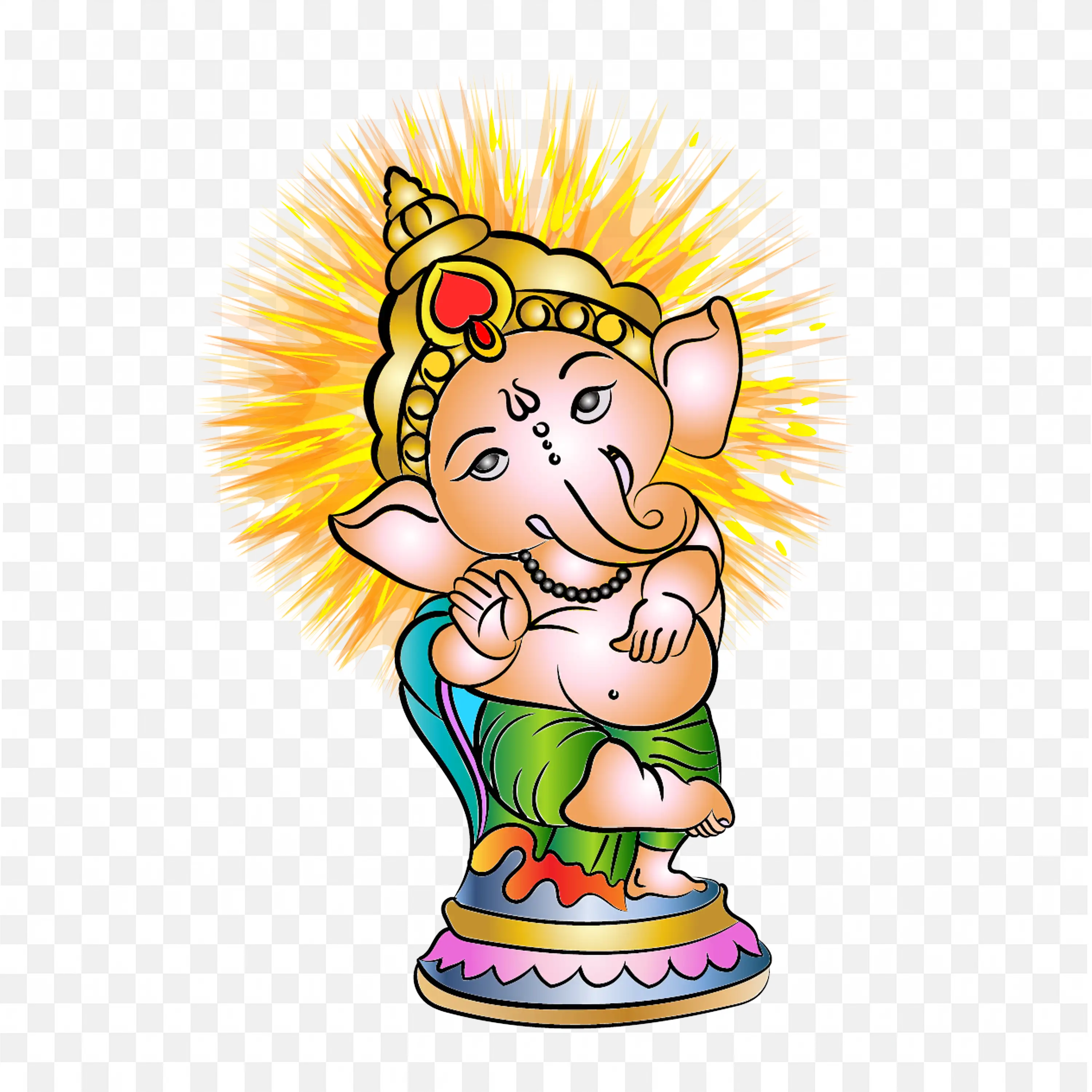 Bal Ganesh Illustration Multicolor Lord Ganesha Statue Art