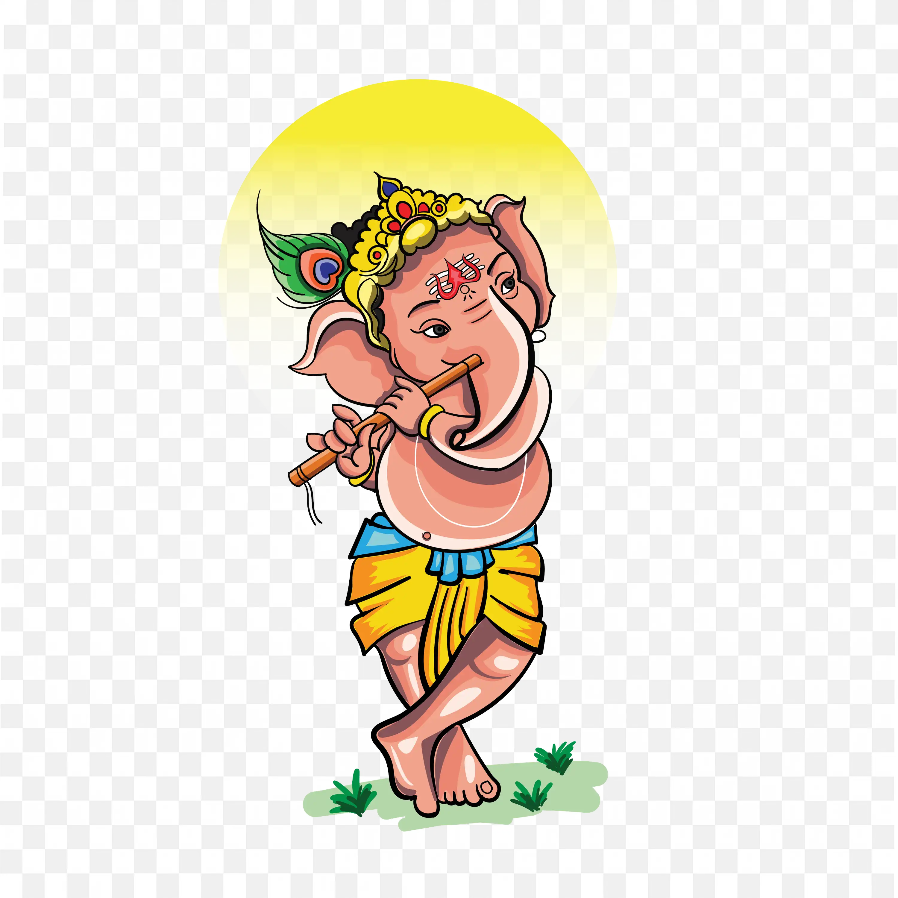 Bal Ganesh Playing Flute Baby Ganesha Download PNG Image